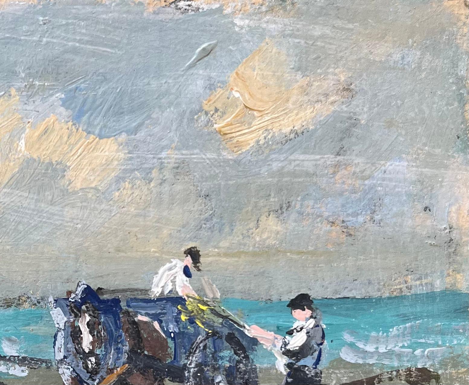 French Impressionist Oil Painting of Traditional Seaweed Harvesting Scene For Sale 1