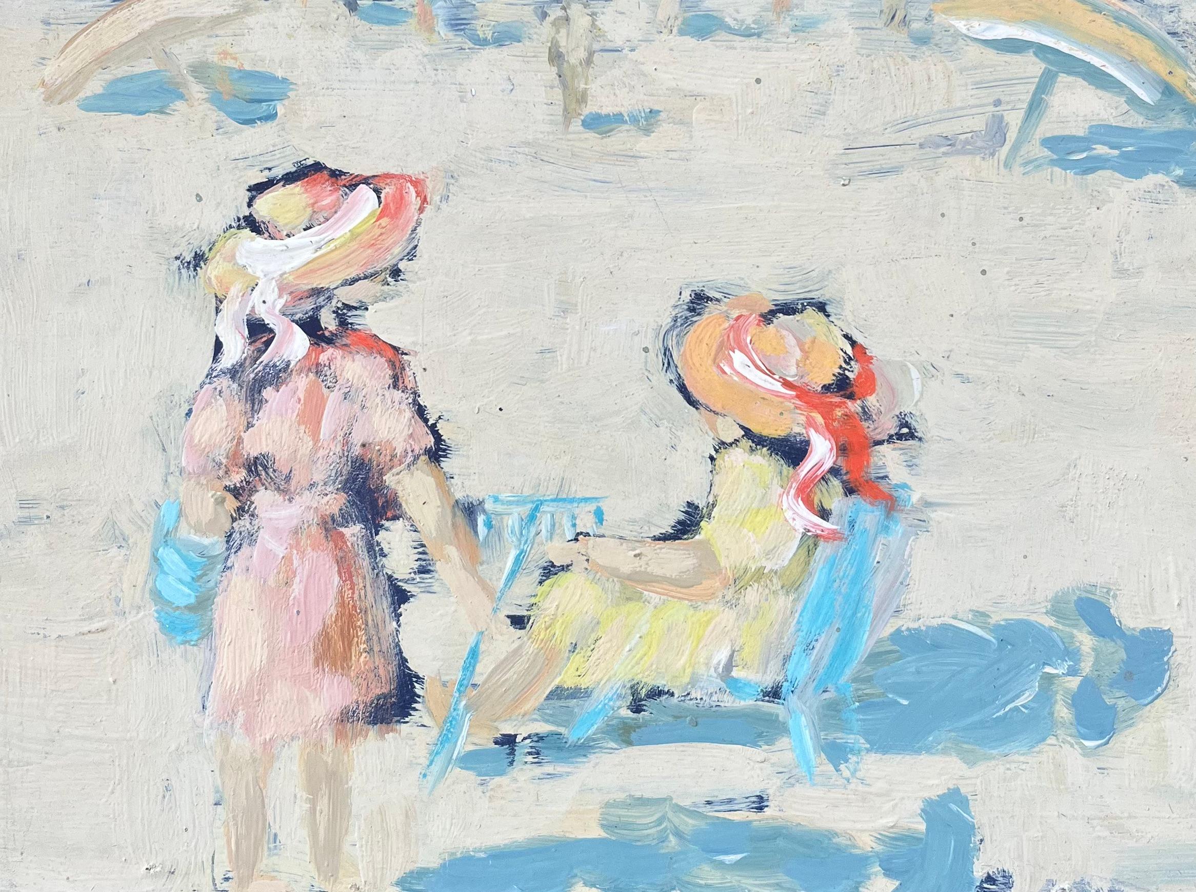 Óleo impresionista francés de dos mujeres en la playa en venta 1