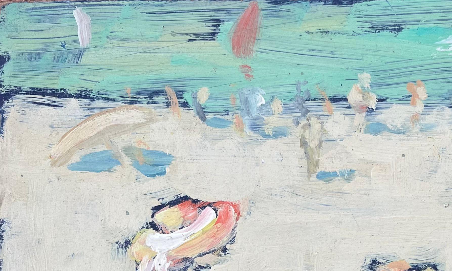 Óleo impresionista francés de dos mujeres en la playa en venta 2