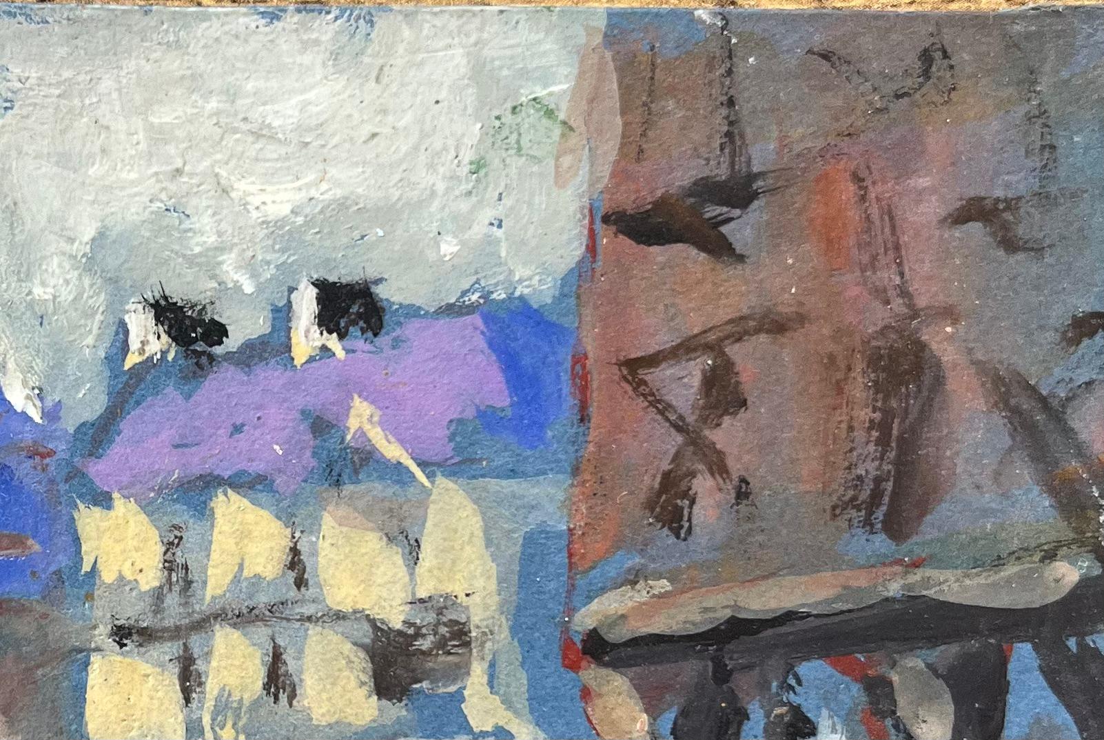Quadro a olio dell'Impressionismo francese con varie figure che passeggiano a Dinan in vendita 1