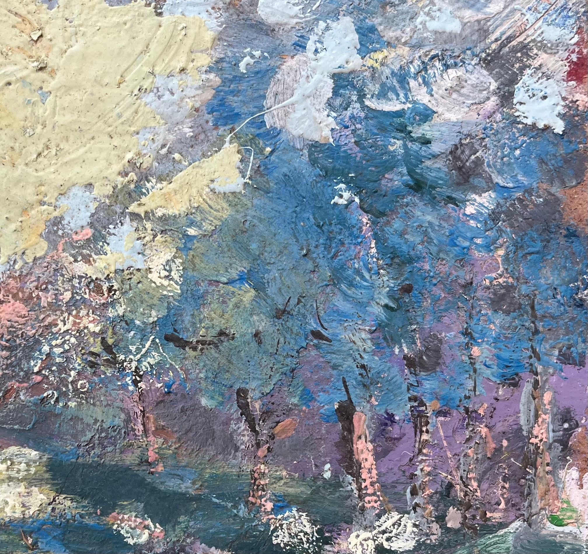 Titolo: Pittura a olio impressionista francese con scena di bosco verdeggiante
Di Fanch Lel (francese, nato nel 1930)
Dimensioni: 6,25 x 7,5 pollici (altezza x larghezza)
Pittura a olio su tavola, senza cornice
Condit: Il dipinto è in buone