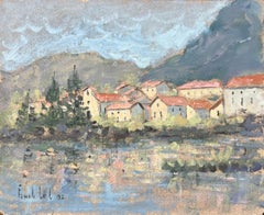 French Impressionist Oil Painting of Village de Laroque, Aveyron, France