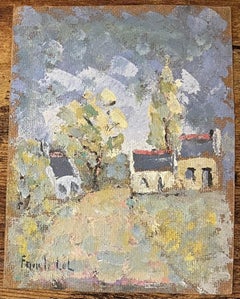 French Impressionist Oil Painting of Village in Breton Countryside