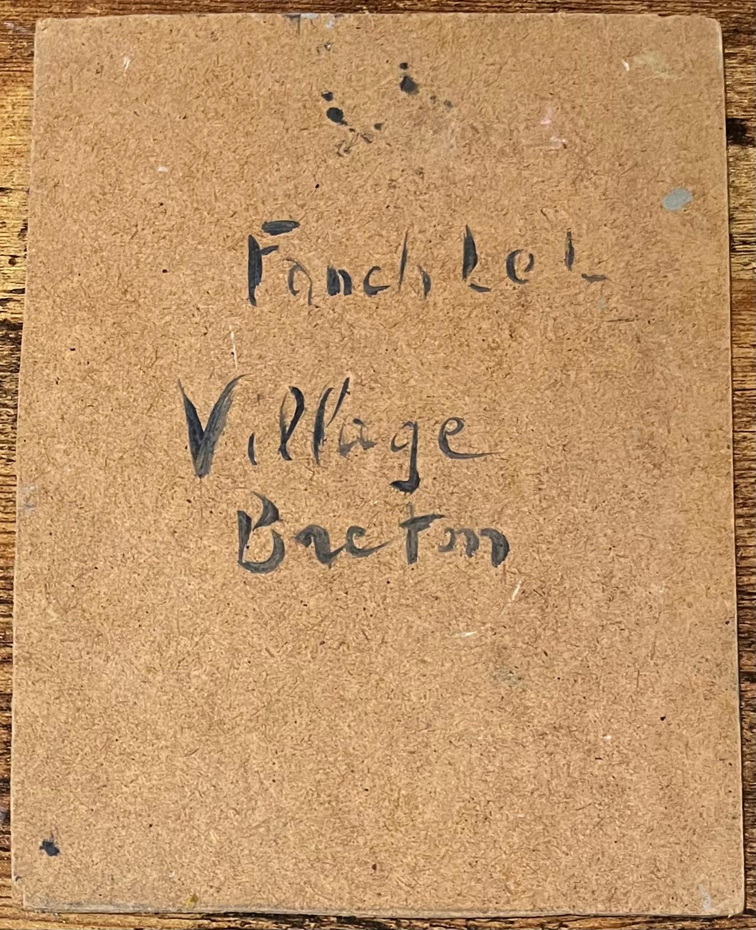 Pintura al óleo impresionista francesa de pueblo en la campiña bretona en venta 1