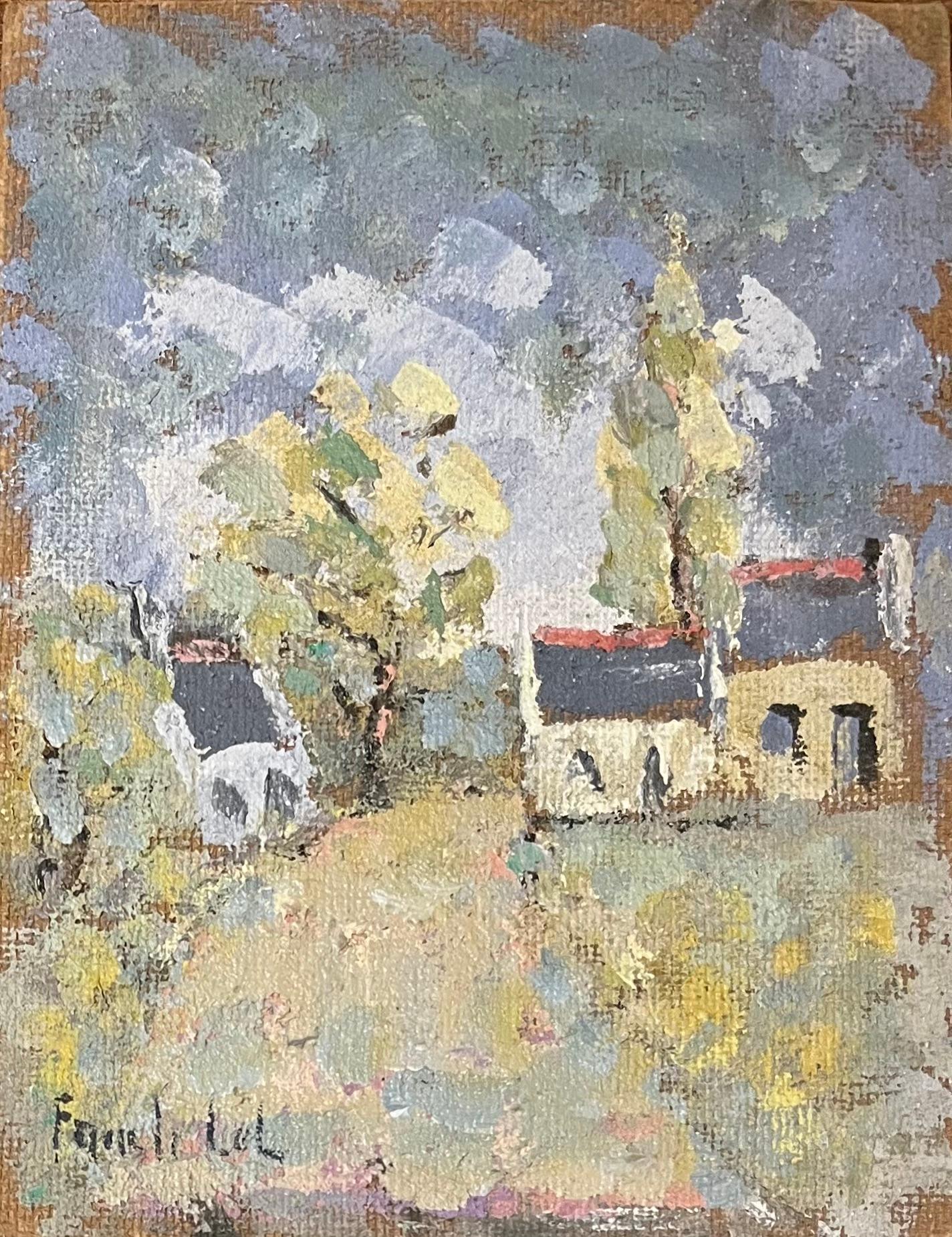 Figurative Painting de Fanch Lel - Pintura al óleo impresionista francesa de pueblo en la campiña bretona