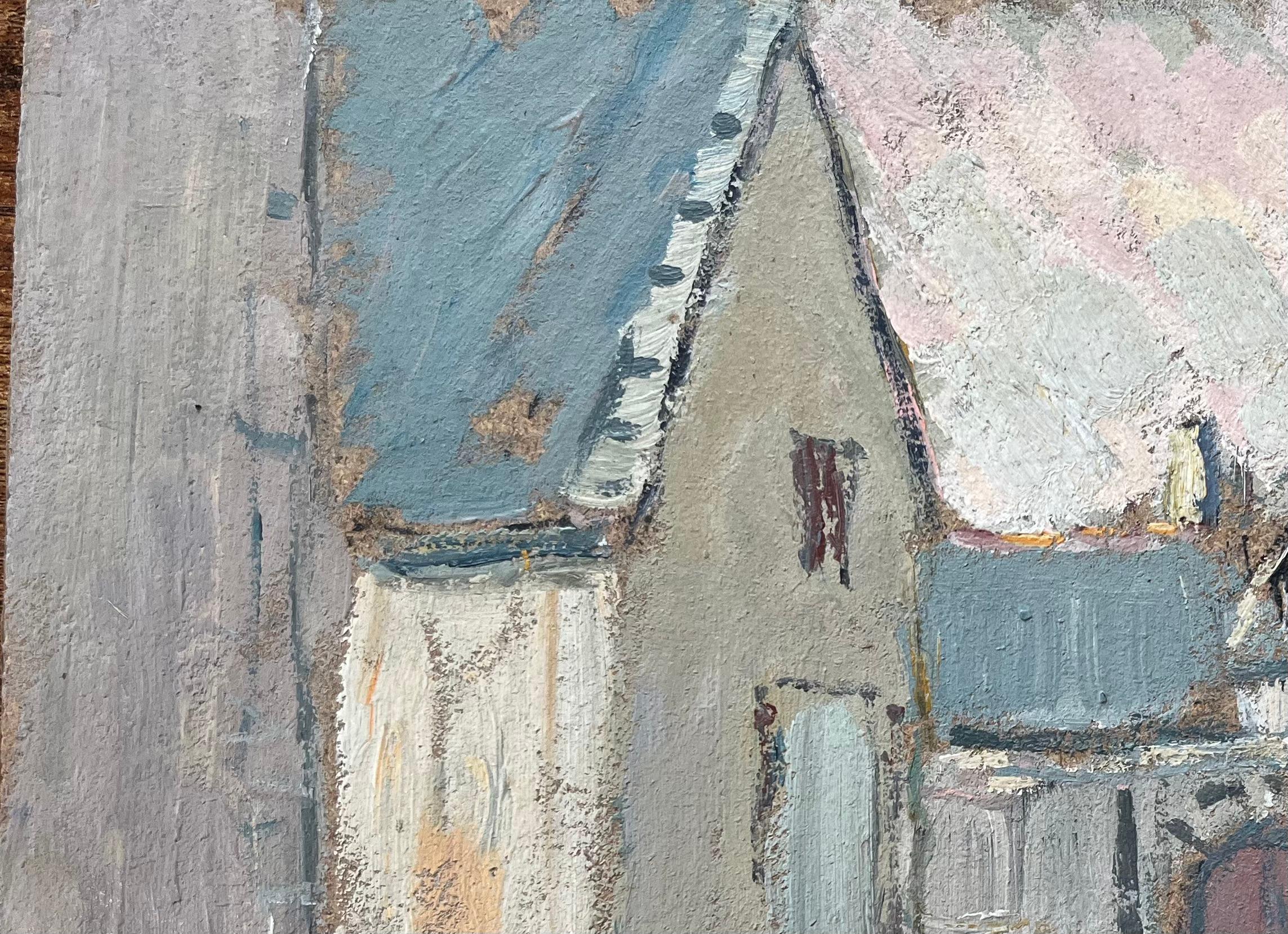 Título: Pintura al óleo impresionista francesa de calle de pueblo en Brehat con figura
Por Fanch Lel (francés, 1930)
Tamaño: 9,75 x 11,75 pulgadas (alto x ancho)
Firmado: Sí
Óleo sobre tabla, sin enmarcar
Estado de conservación: El cuadro está en