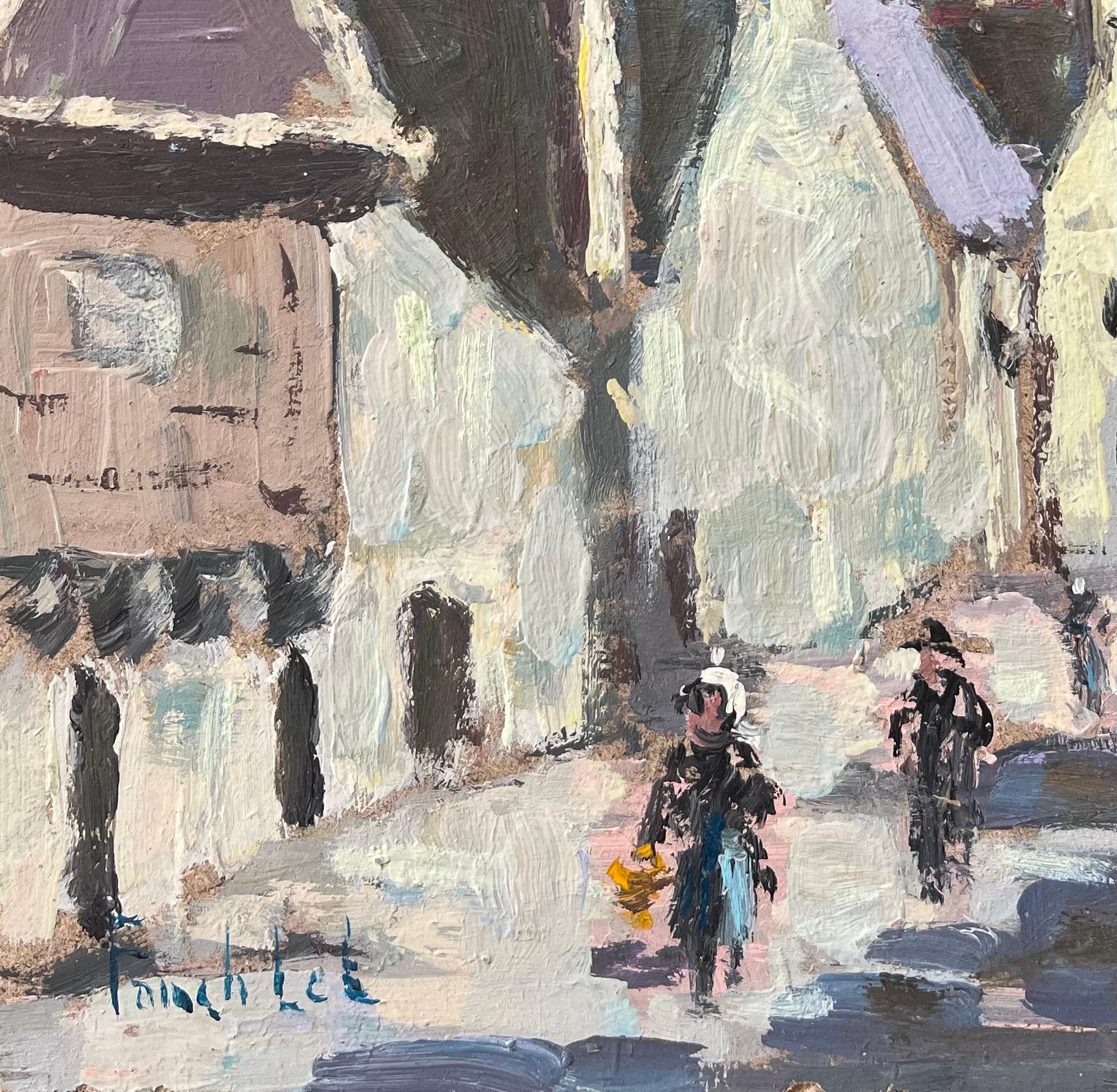 Quadro a olio impressionista francese con veduta del villaggio di Espalion, Aveyron - Painting Impressionismo di Fanch Lel