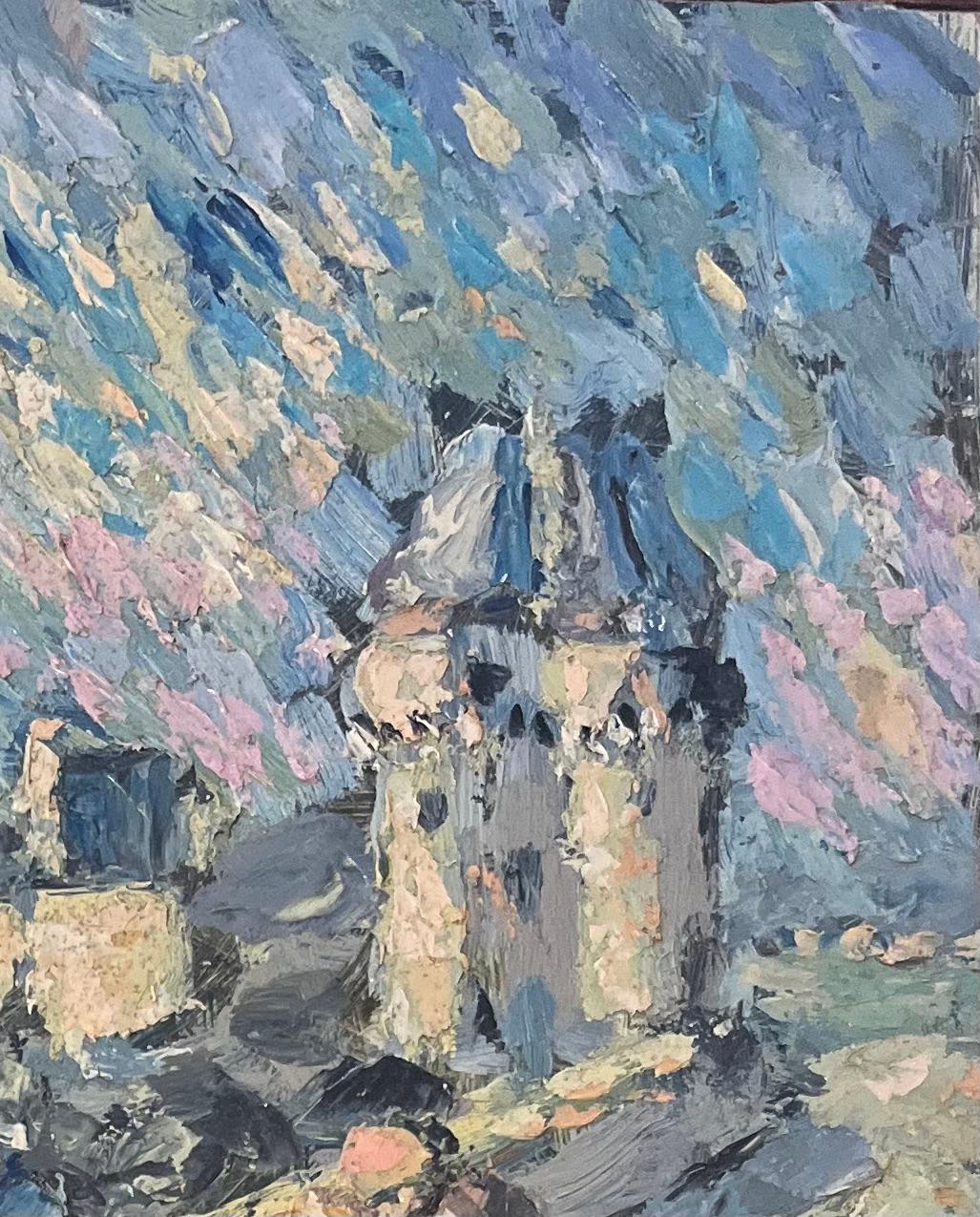 French Impressionist Oil Painting of Windy Walk along the Coastal Path For Sale 2