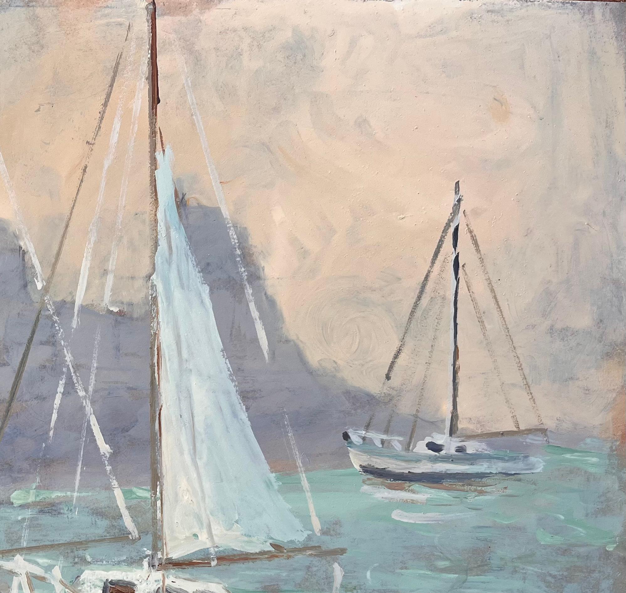 Französischer Impressionist Gemälde von Booten am Strand von Dinard im Angebot 1