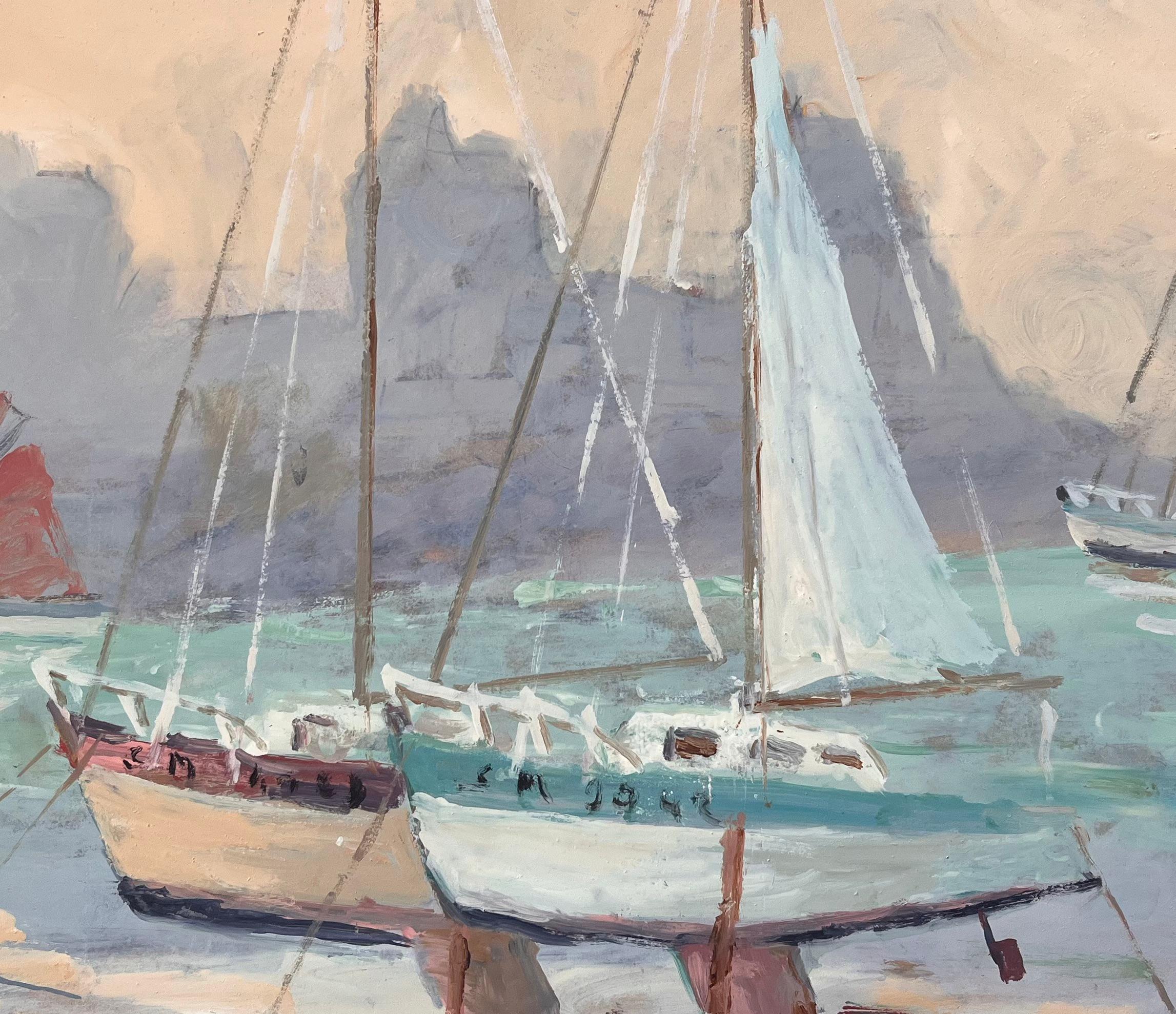 Französischer Impressionist Gemälde von Booten am Strand von Dinard im Angebot 2