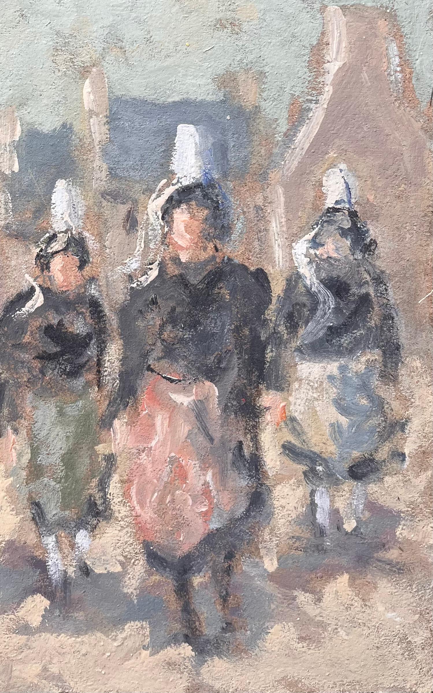 Französischer Impressionist Gemälde der bretonischen Frauen beim Verlassen der Church's Sortie de Messe (Impressionismus), Painting, von Fanch Lel