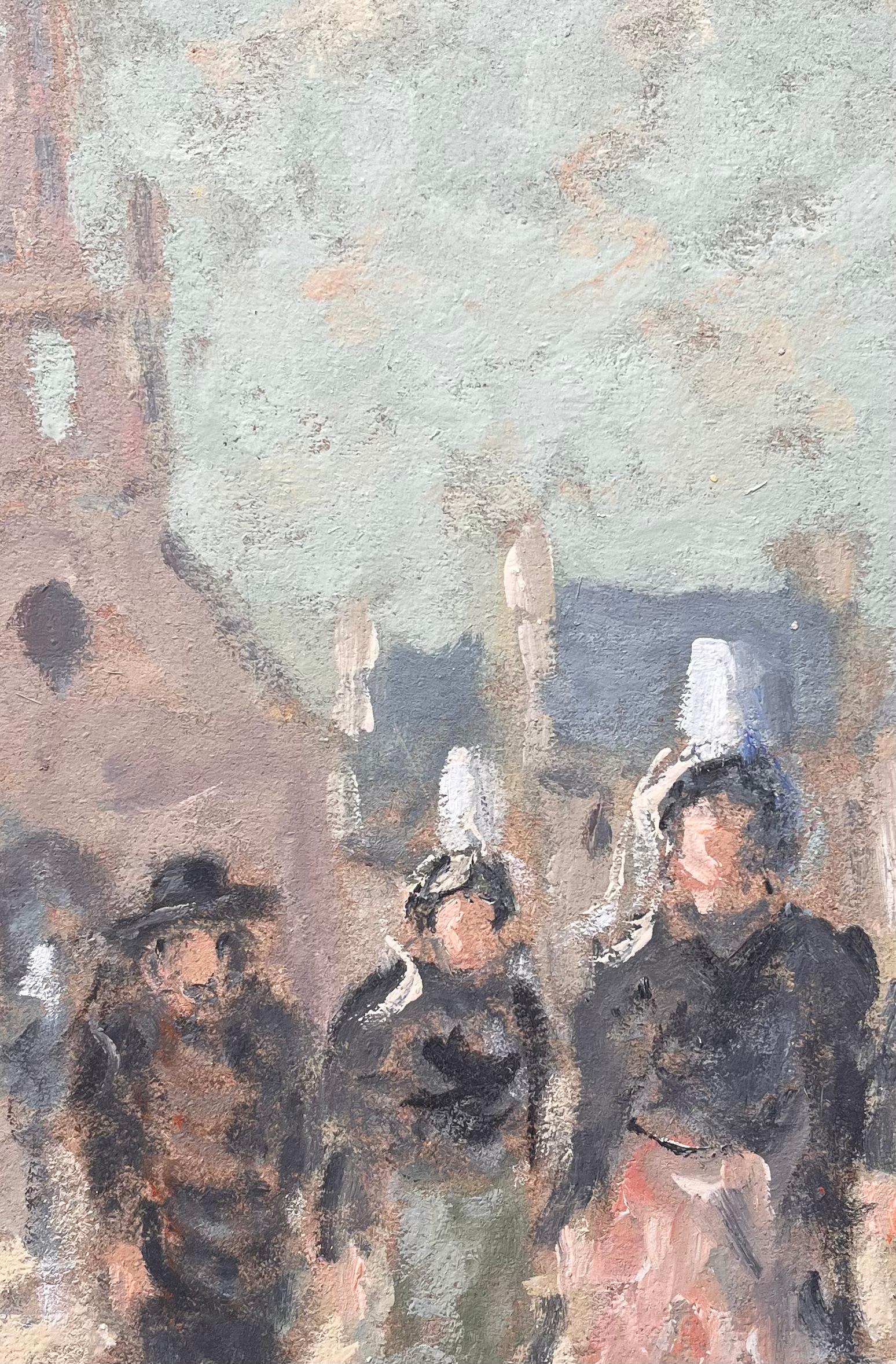 Französischer Impressionist Gemälde der bretonischen Frauen beim Verlassen der Church's Sortie de Messe im Angebot 2