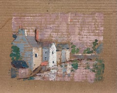French Impressionist Quiet Village Scene with Reflections Oil Painting