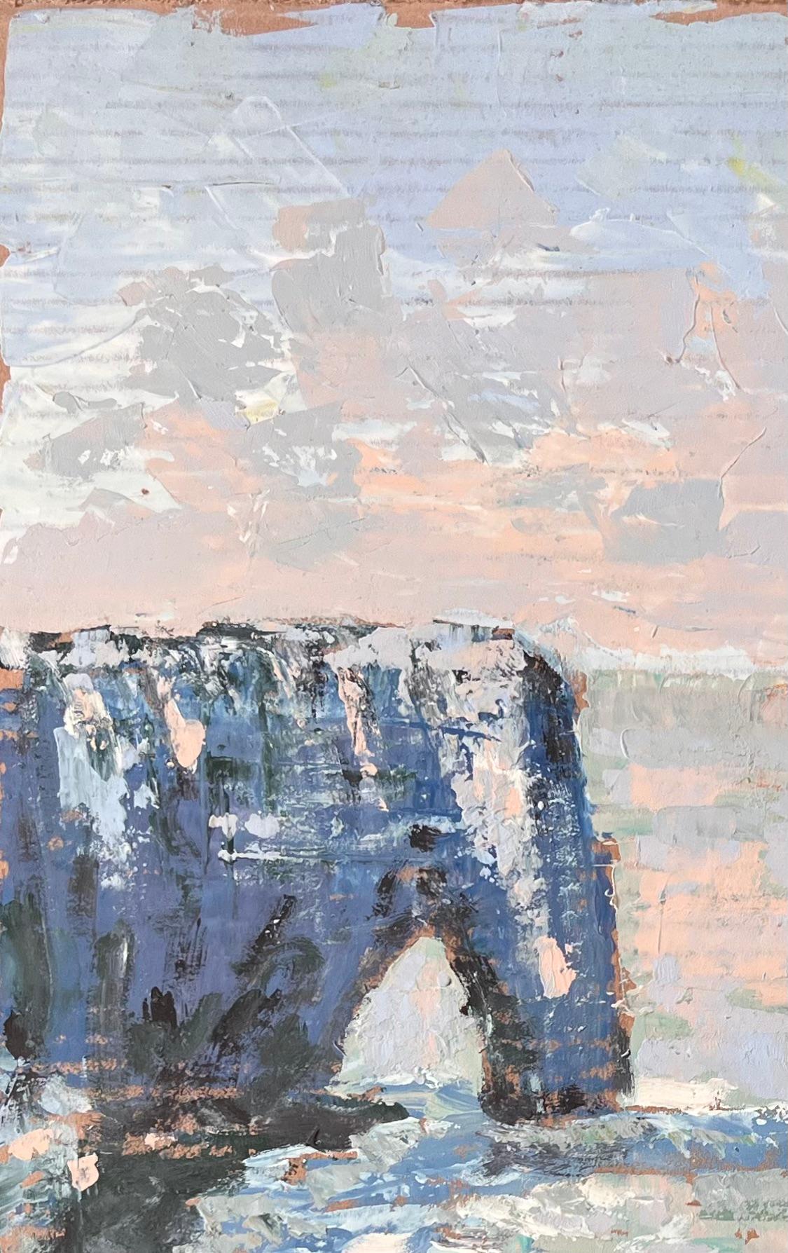 Französischer Impressionist Seestück von Étretat Klippen Normandie Küste (Impressionismus), Painting, von Fanch Lel