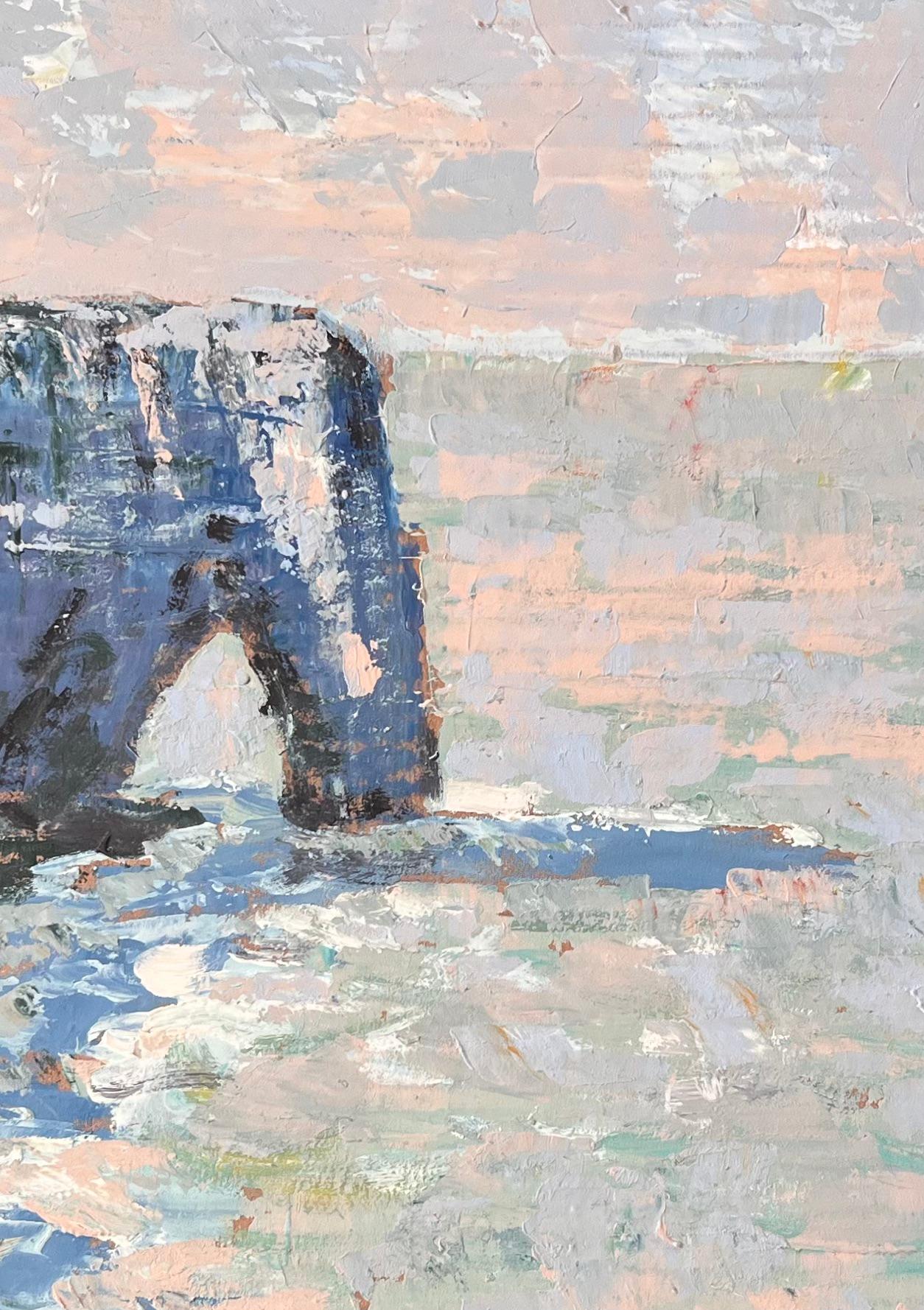 Französischer Impressionist Seestück von Étretat Klippen Normandie Küste im Angebot 2