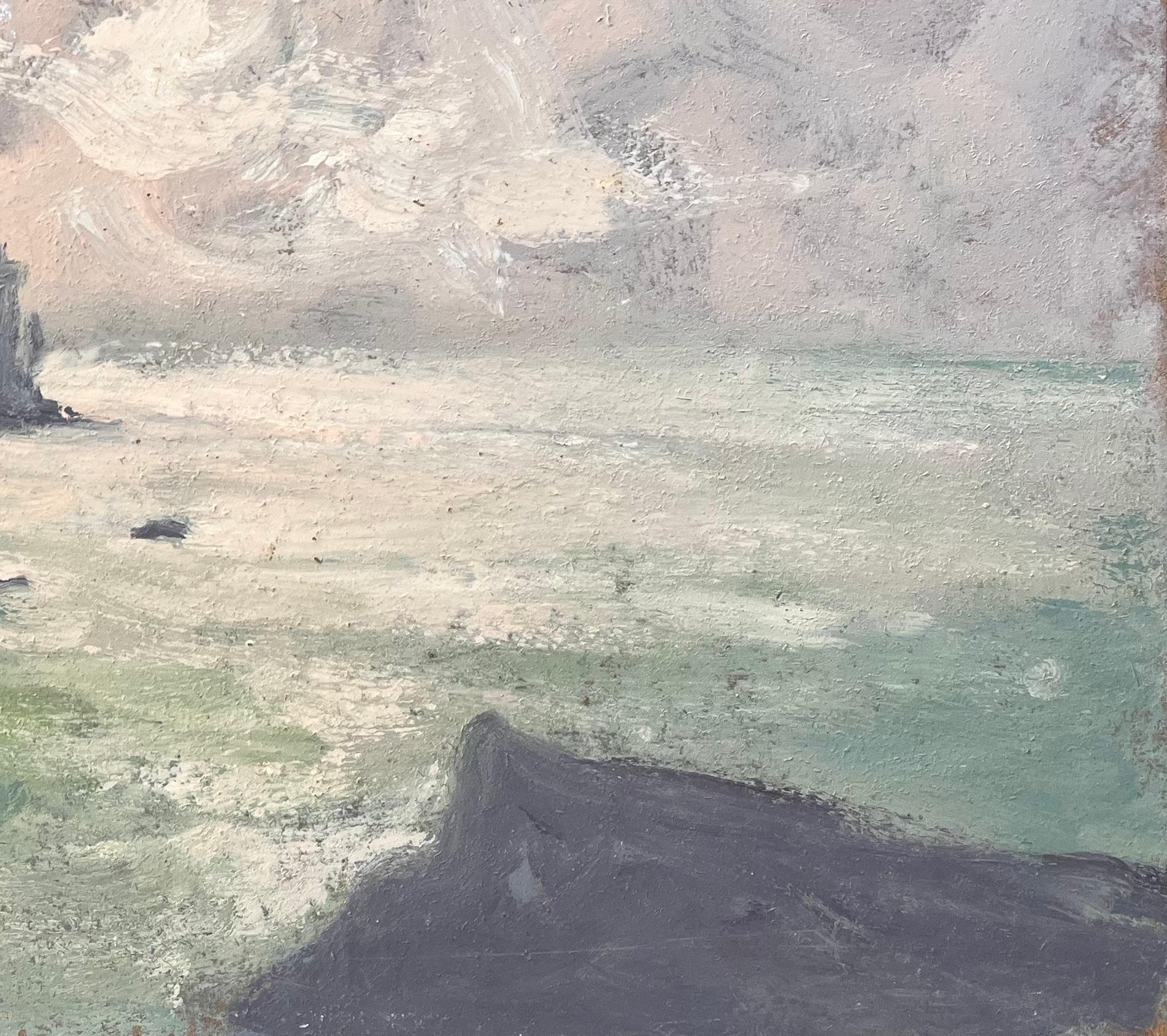 Französischer Impressionist Seestück Öl von La Vieille Leuchtturm vor Pointe du Raz – Painting von Fanch Lel