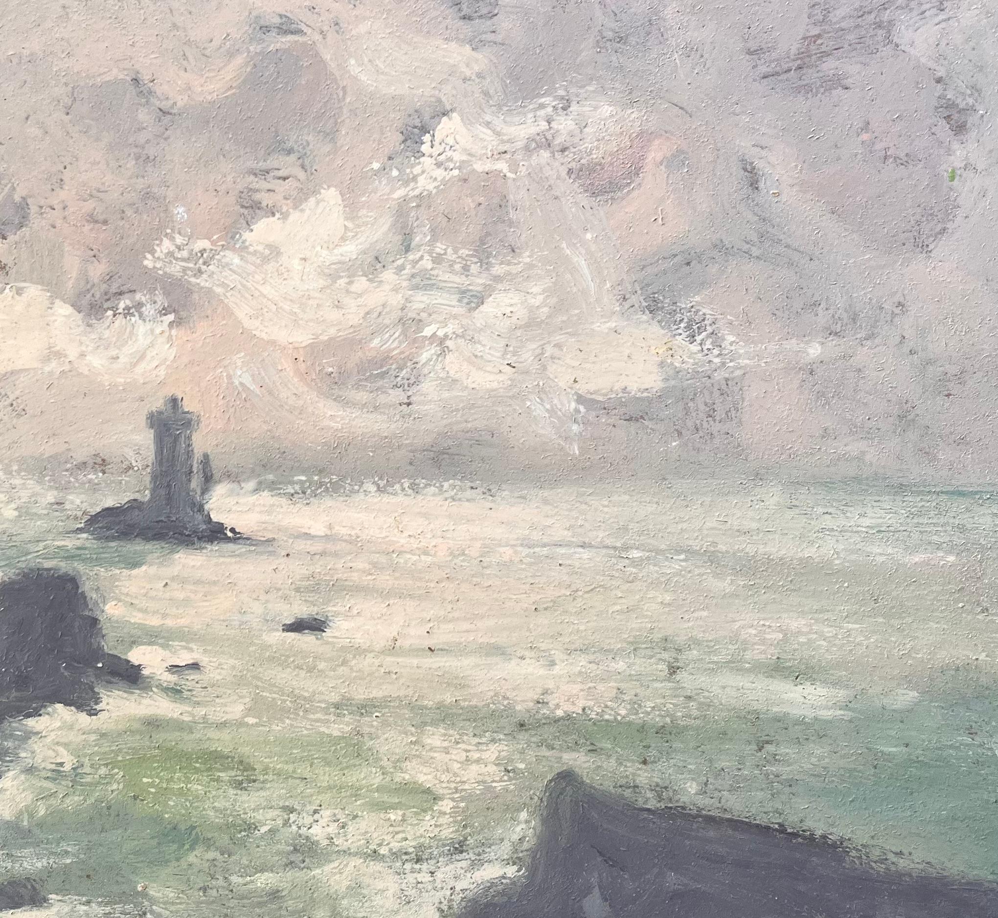Französischer Impressionist Seestück Öl von La Vieille Leuchtturm vor Pointe du Raz im Angebot 2