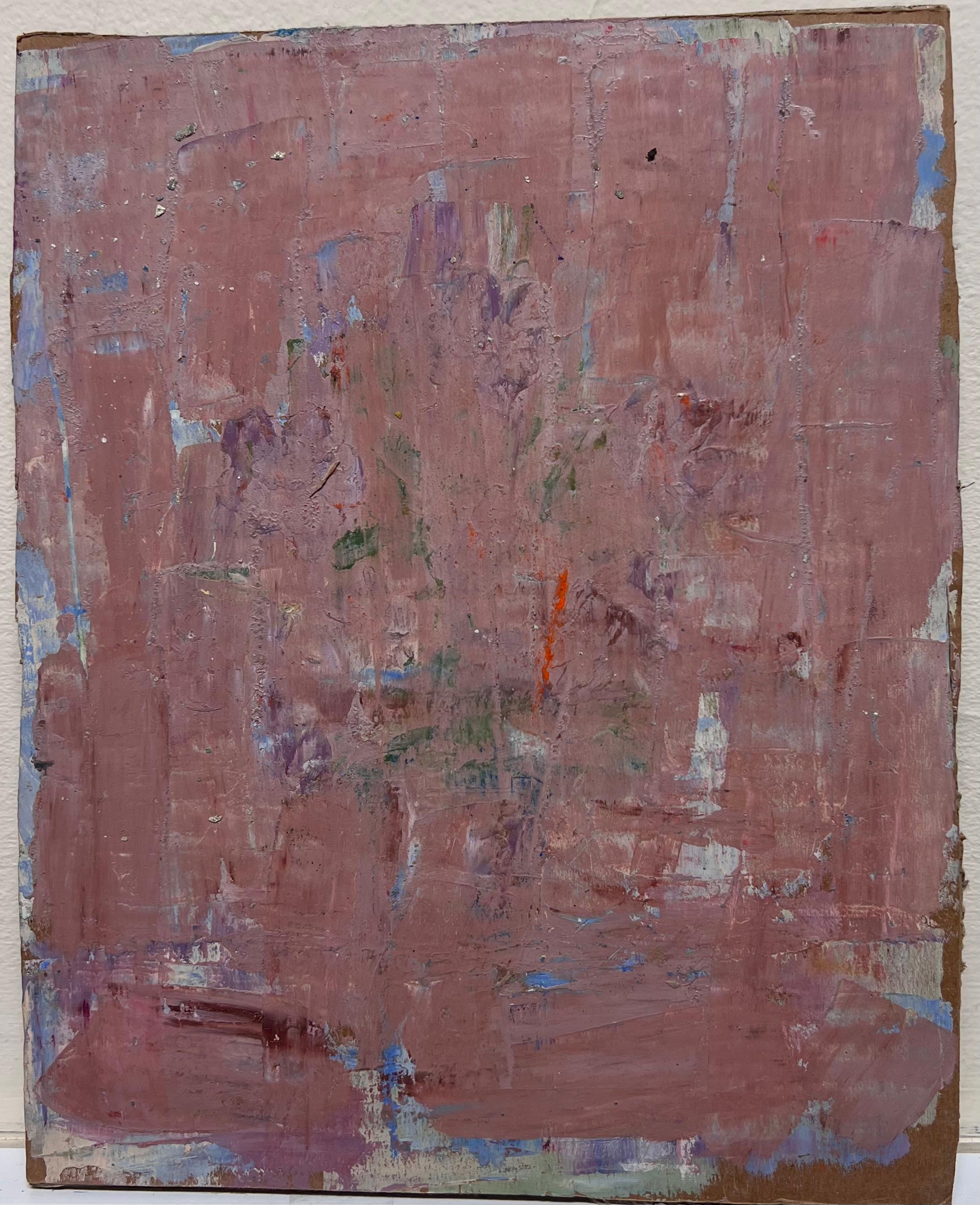 French Impressionist Still Life of Pink Roses in a Rustic Vase in Blue Interior For Sale 2