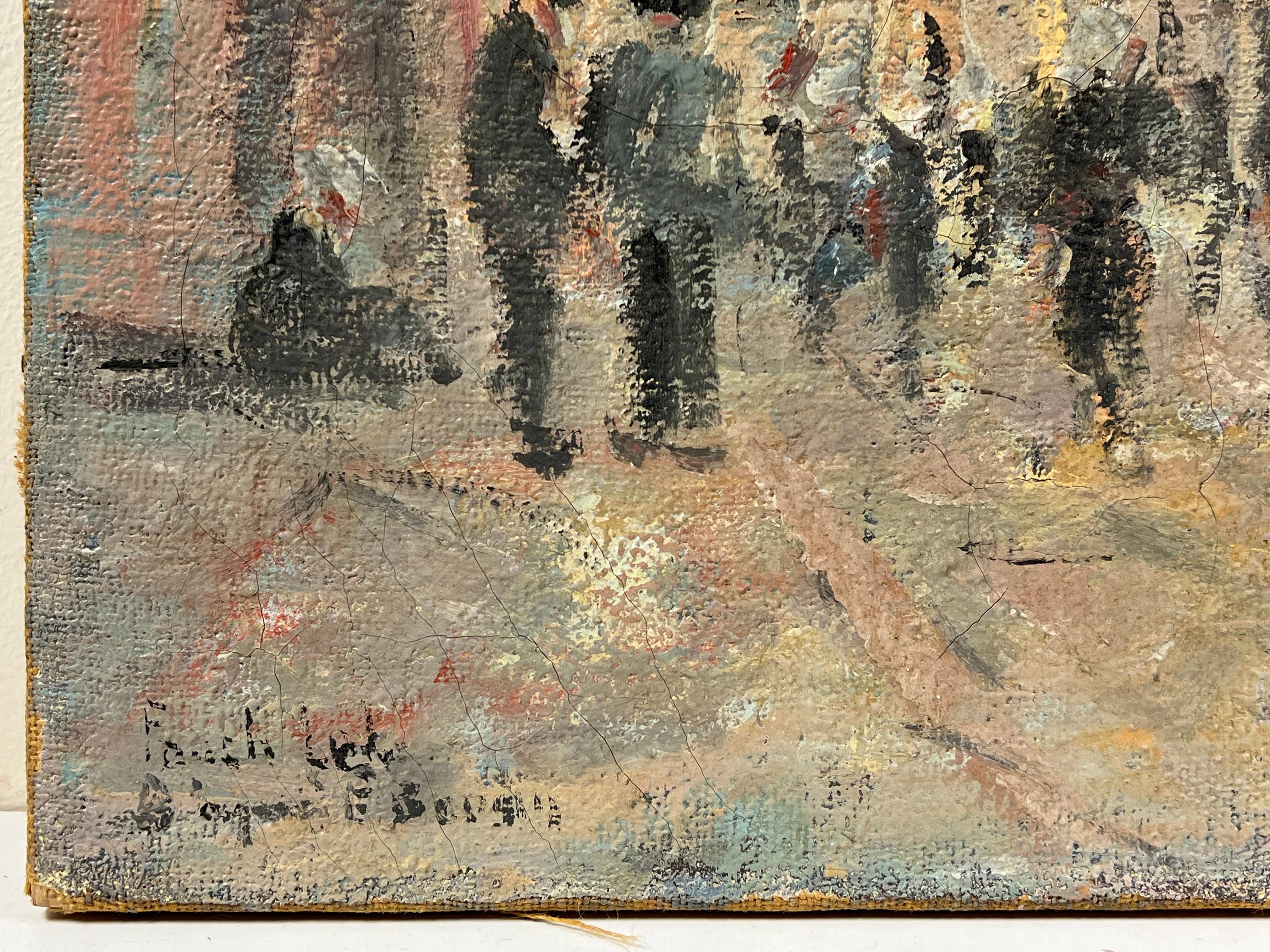 Piazza del mercato impressionista francese con figure in movimento in vendita 1