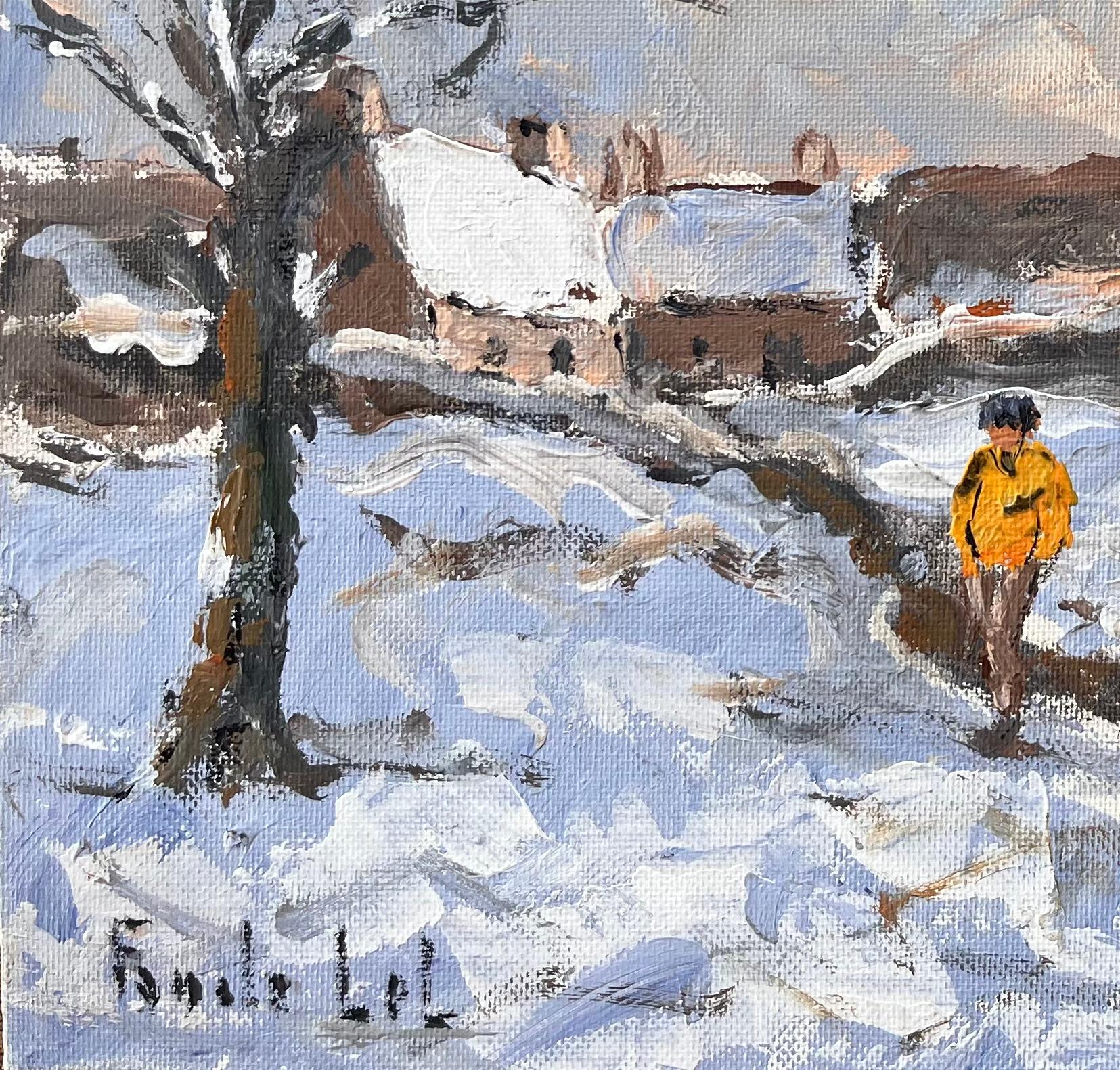 Titre : Paysage d'hiver impressionniste français avec personnages marchant dans la neige
Par Fanch Lel
Signé : Oui
Taille : 8.75 x 10.75 pouces (hauteur x largeur)
Peinture à l'huile sur carton, non encadrée
Condit : La peinture est en bon état,