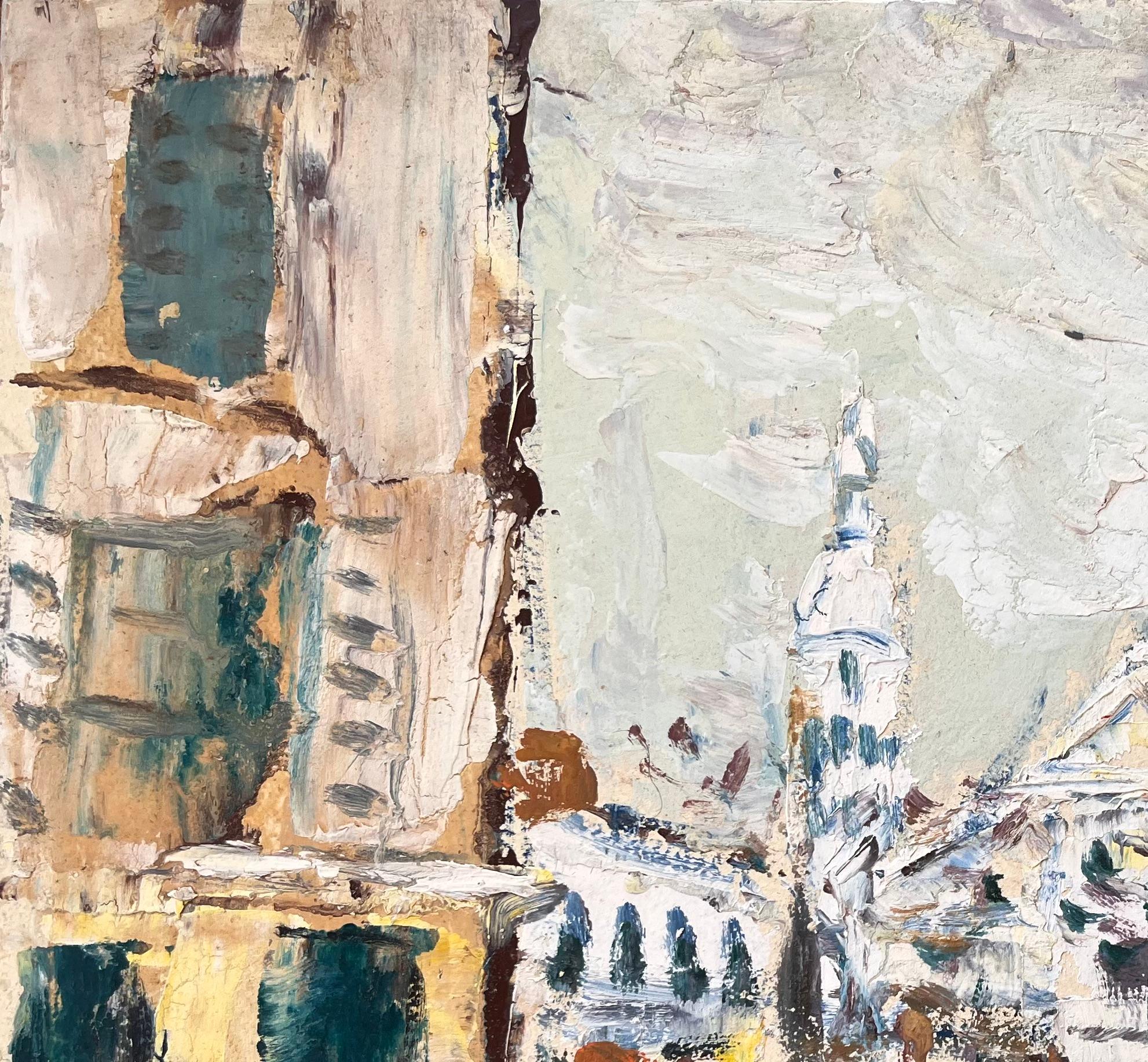 Französischer Impressionist Winterliche Straßenszene mit Sacré-Cœur im Schnee (Impressionismus), Painting, von Fanch Lel