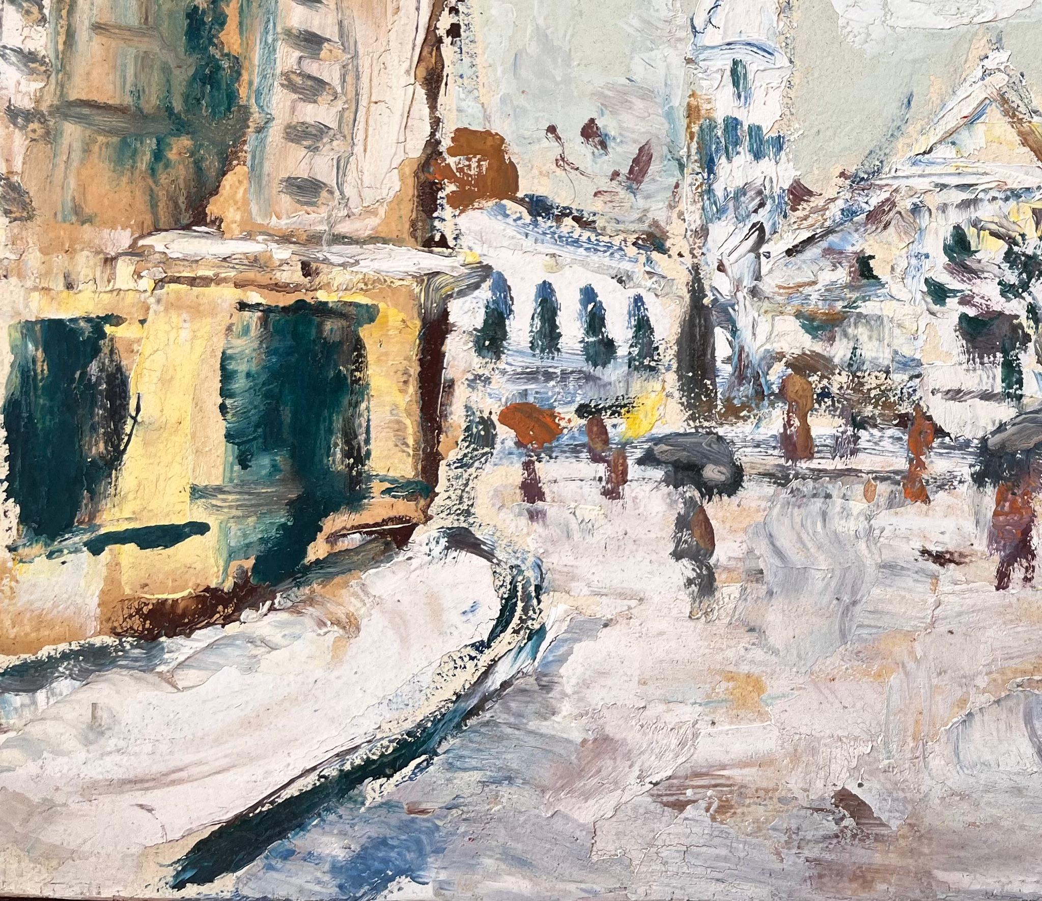 Französischer Impressionist Winterliche Straßenszene mit Sacré-Cœur im Schnee im Angebot 1