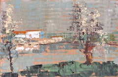 French Landscape with Blossoming Trees and Farmhouse in Beaumont Pléneuf