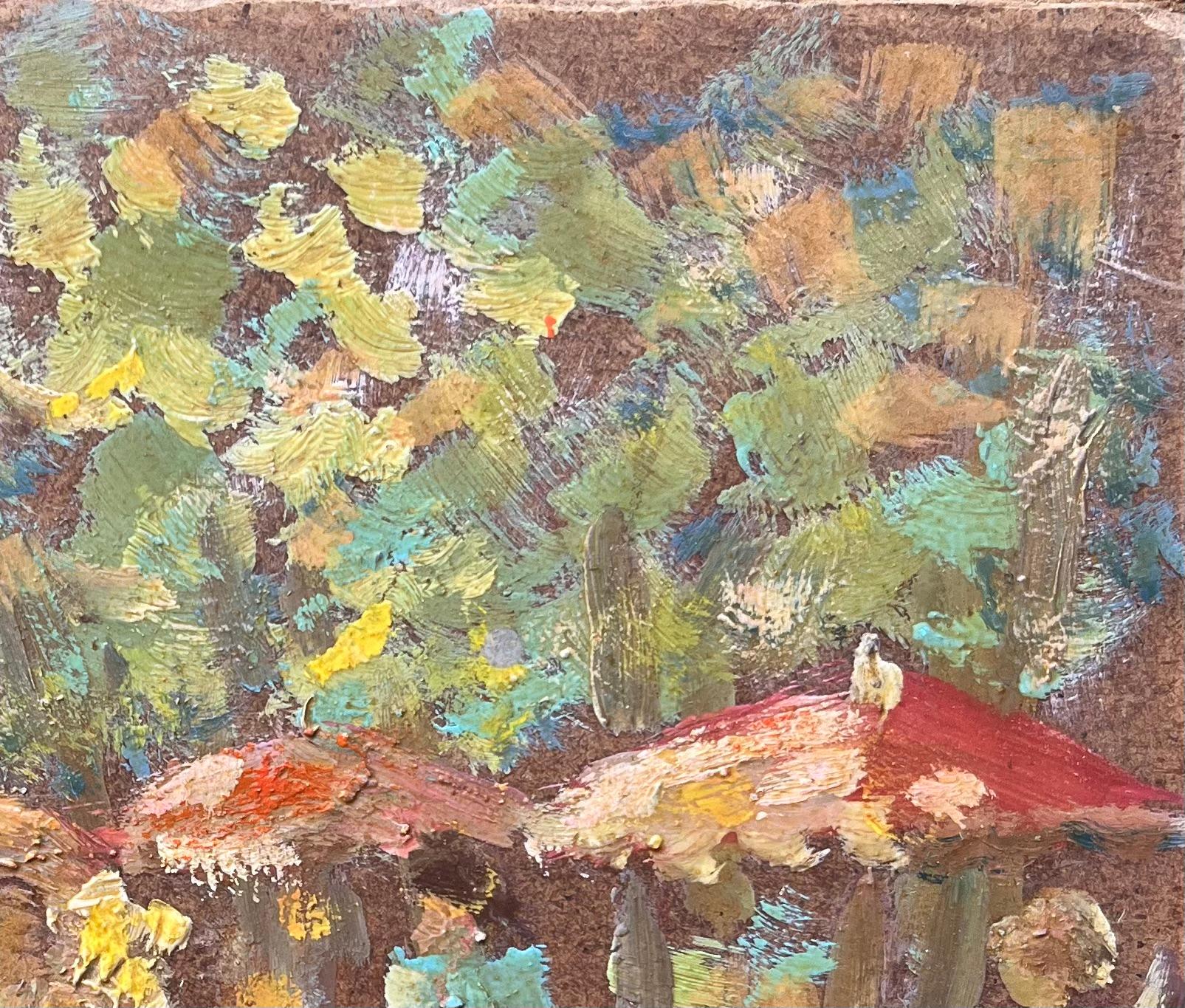 French Oil painting of a Outdoor Market Scene in Impressionist Style For Sale 2