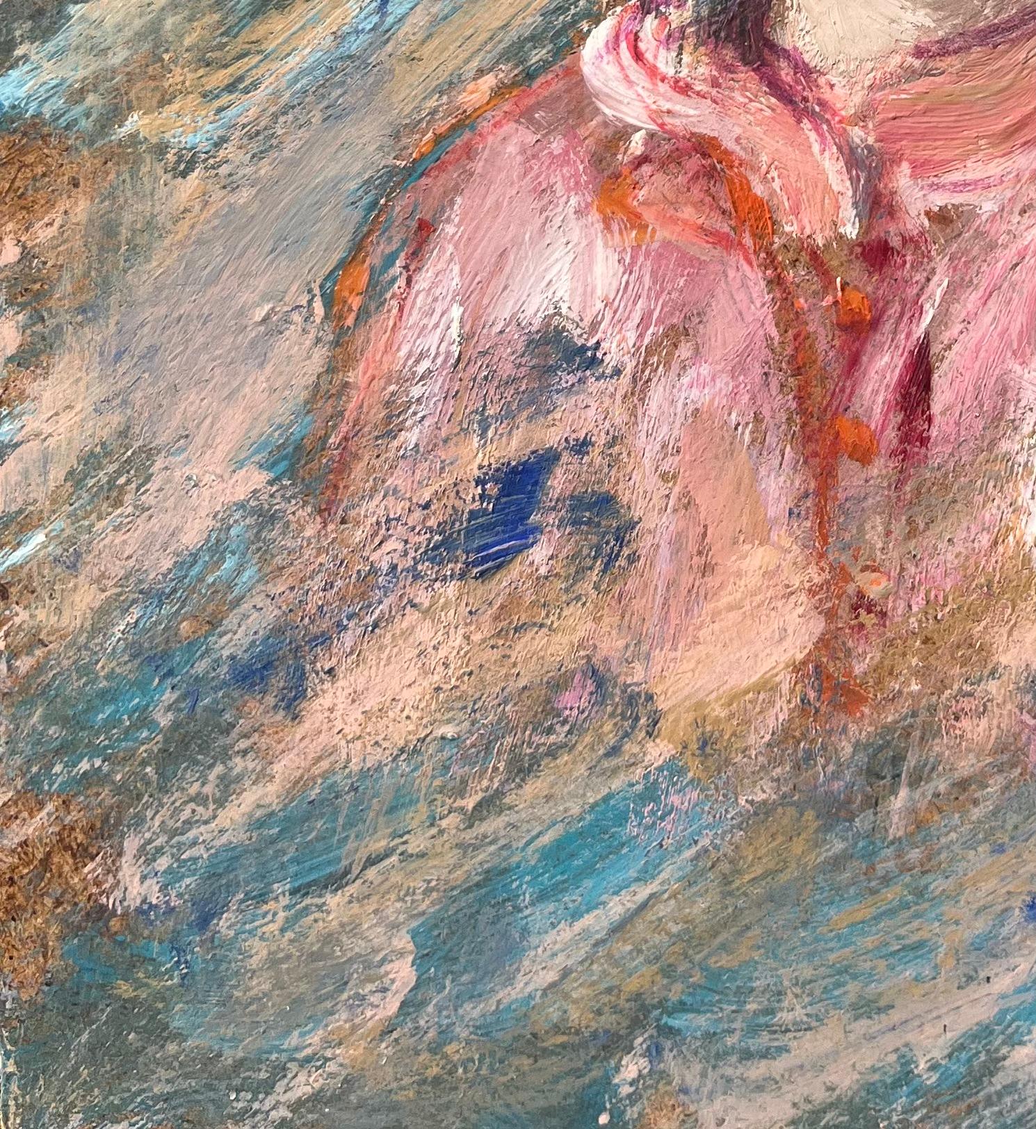French Oil Painting of a Portrait of a Girl in Vibrant Expressionist Style For Sale 1