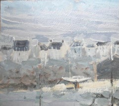 Französische Hafenszene mit Booten, Brücke und Solidorturm von Fanch Lel