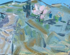 French Post-Impressionist Landscape with Blossoming Trees and Hillside Path