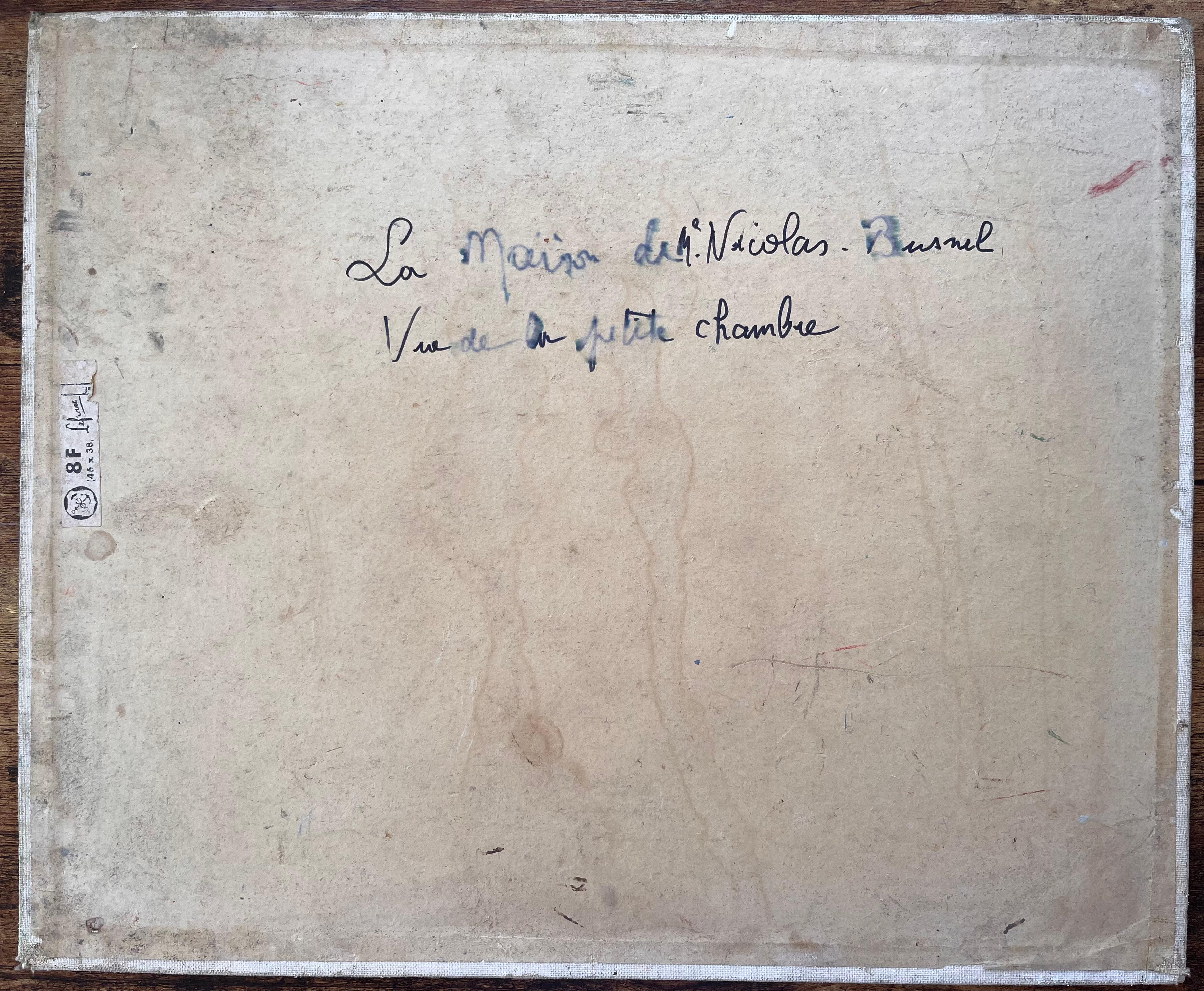 Französische Schneeszene, Ölgemälde des Hauses von Nicolas Busnel aus dem Obergeschoss, Schneeszene im Angebot 3