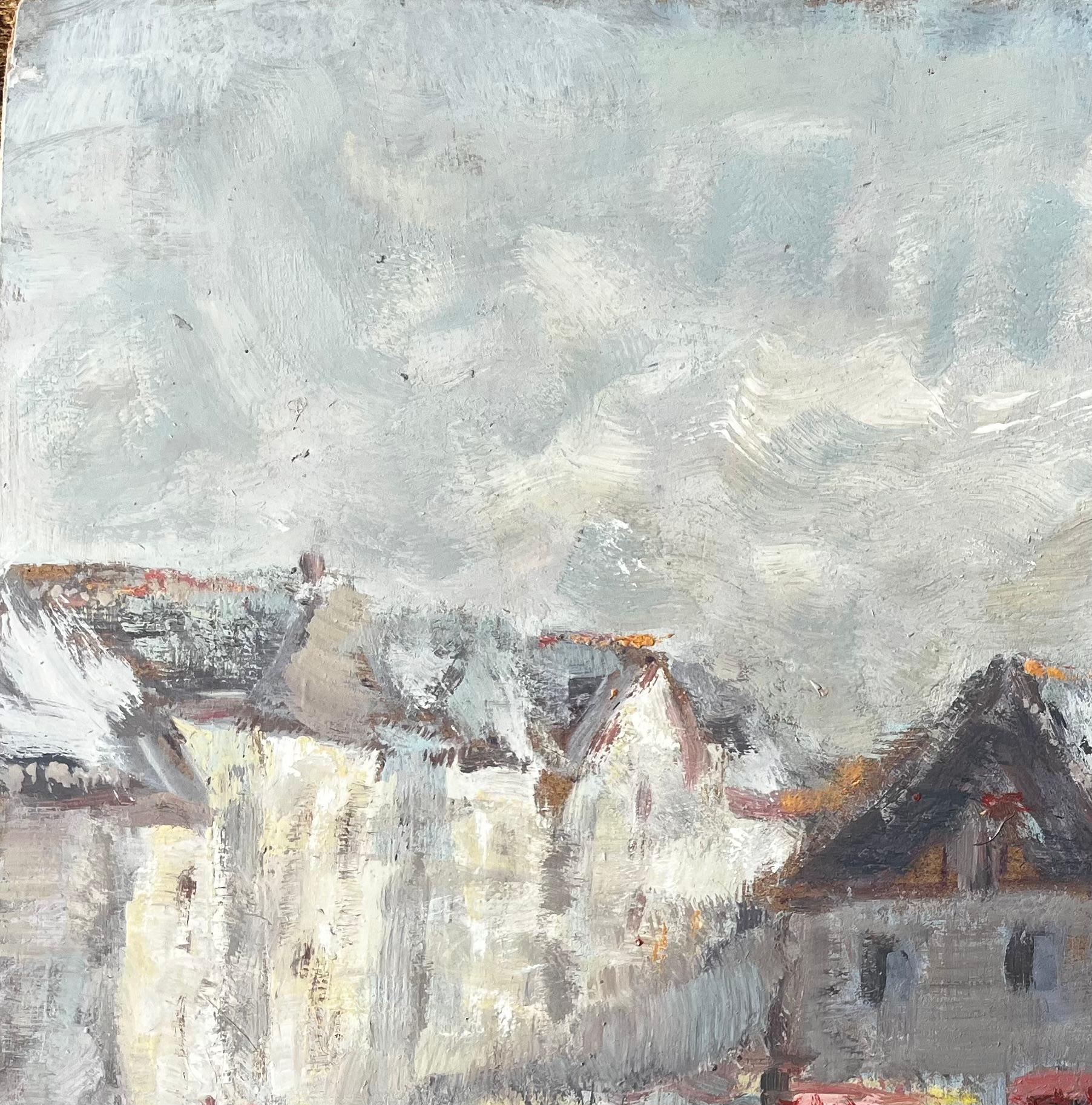 Titolo: Scena di mercato di un villaggio francese con figure e torre della chiesa Pittura impressionista
da Fanch Lel
Firmato: In basso a destra
Dimensioni: 15 x 18 pollici (altezza x larghezza)
Pittura a olio su tavola, senza cornice
Condizioni: