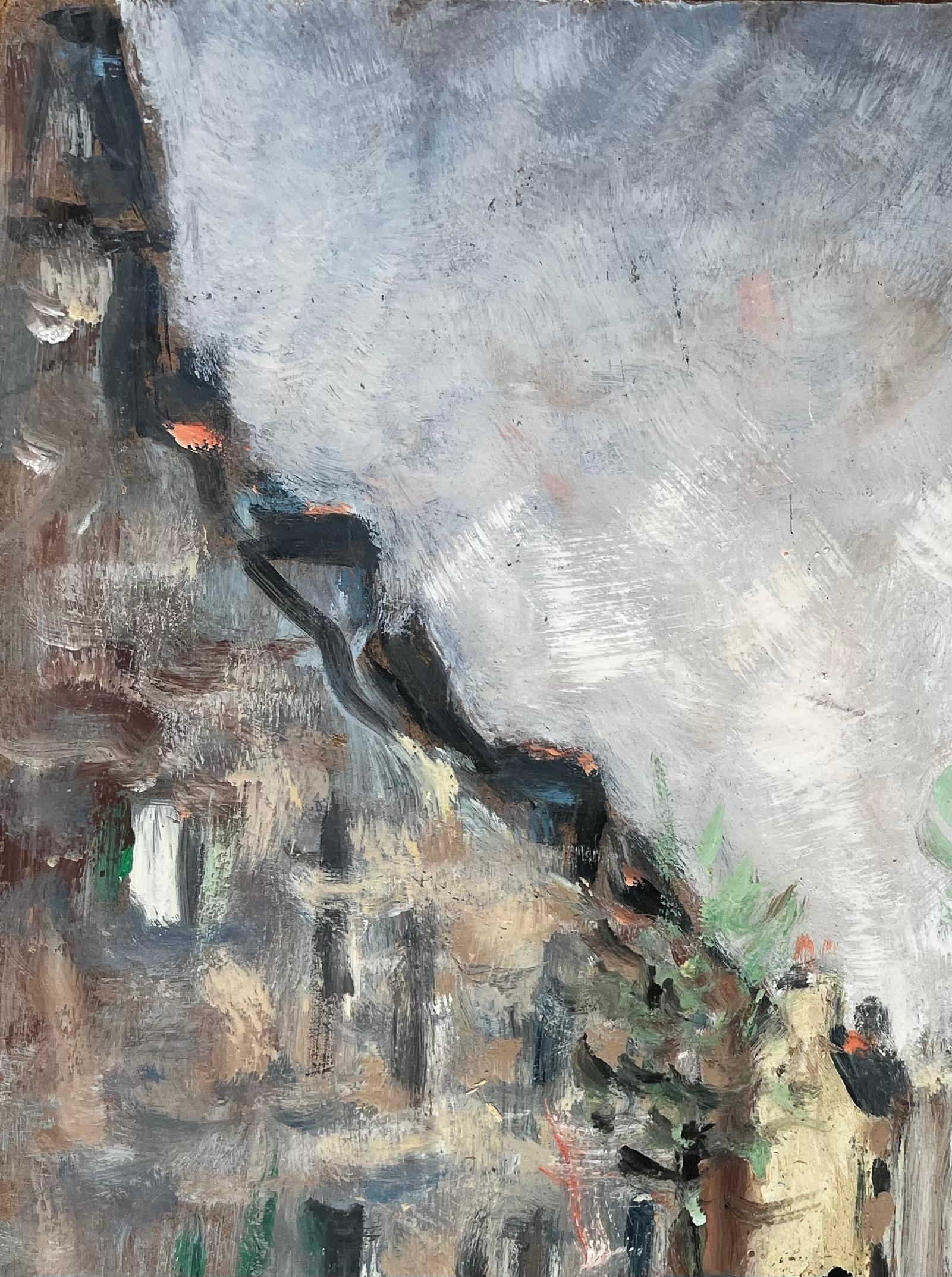 Titre : Scène de rue d'un village français avec figures, Church's et flèche dans le style impressionniste
par Fanch Lel
Signé : Coin inférieur gauche
Taille : 18.25 x 15.25 pouces (hauteur x largeur)
Peinture à l'huile sur carton, non