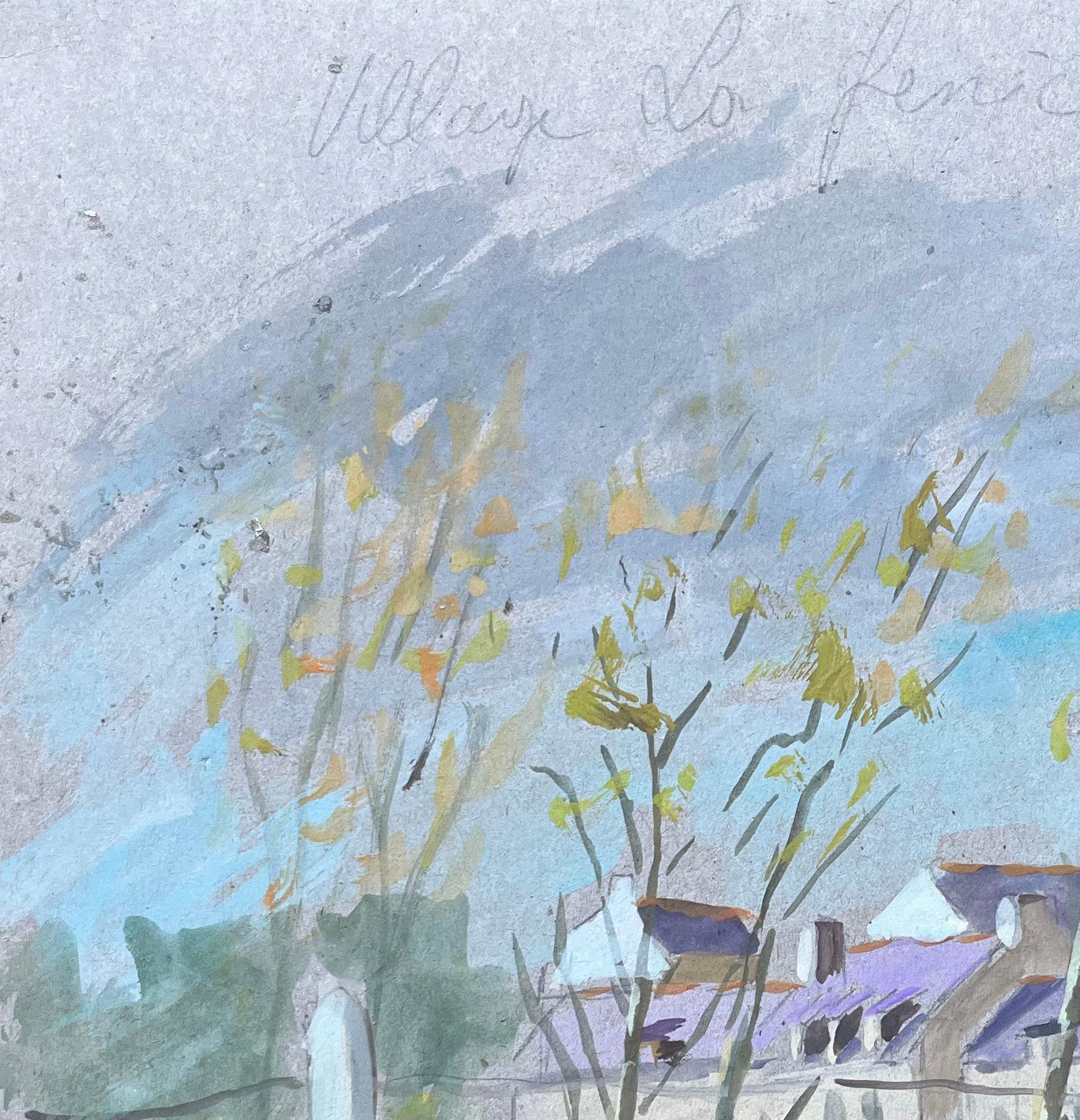 Französisches Aquarell von de Renie, Französische Landschaftsssszene mit Bäumen, Französisch im Angebot 1