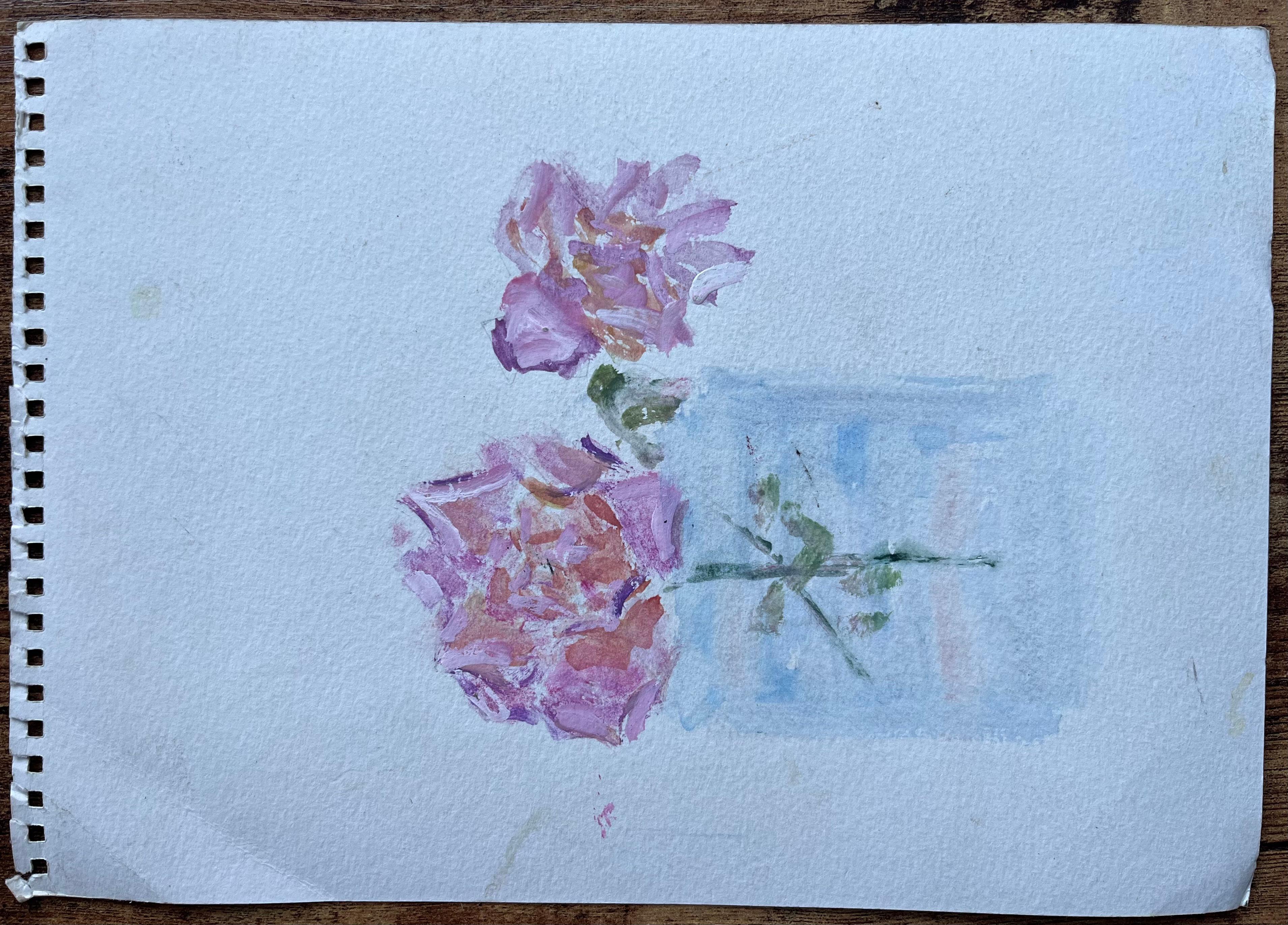 Französisches Aquarell von Brücken- und Flussufer-Häusern in Fontenay-le-Comte im Angebot 3