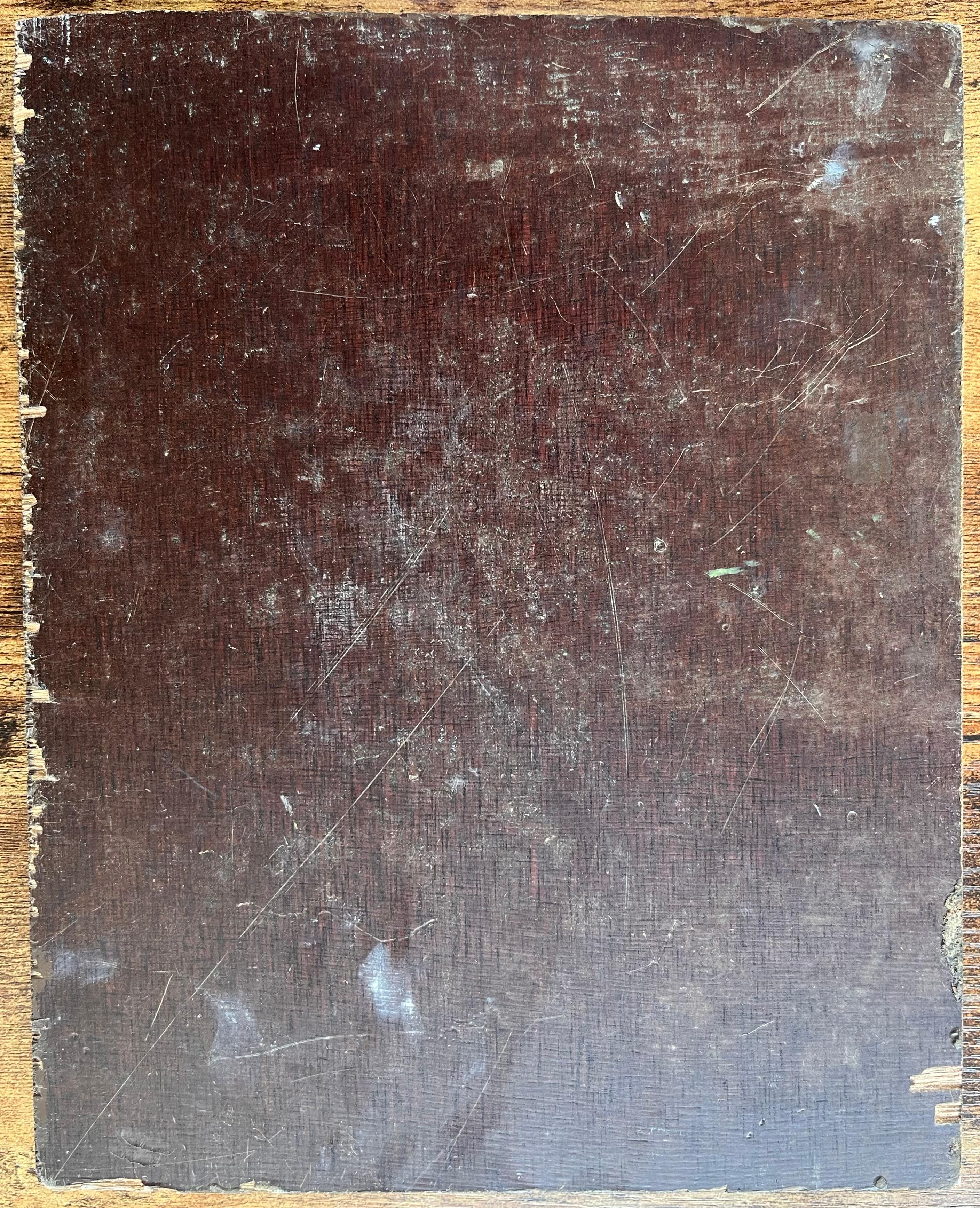 Französische Winterkathedralszene mit Schnee und Figuren in dickem Impasto im Angebot 3