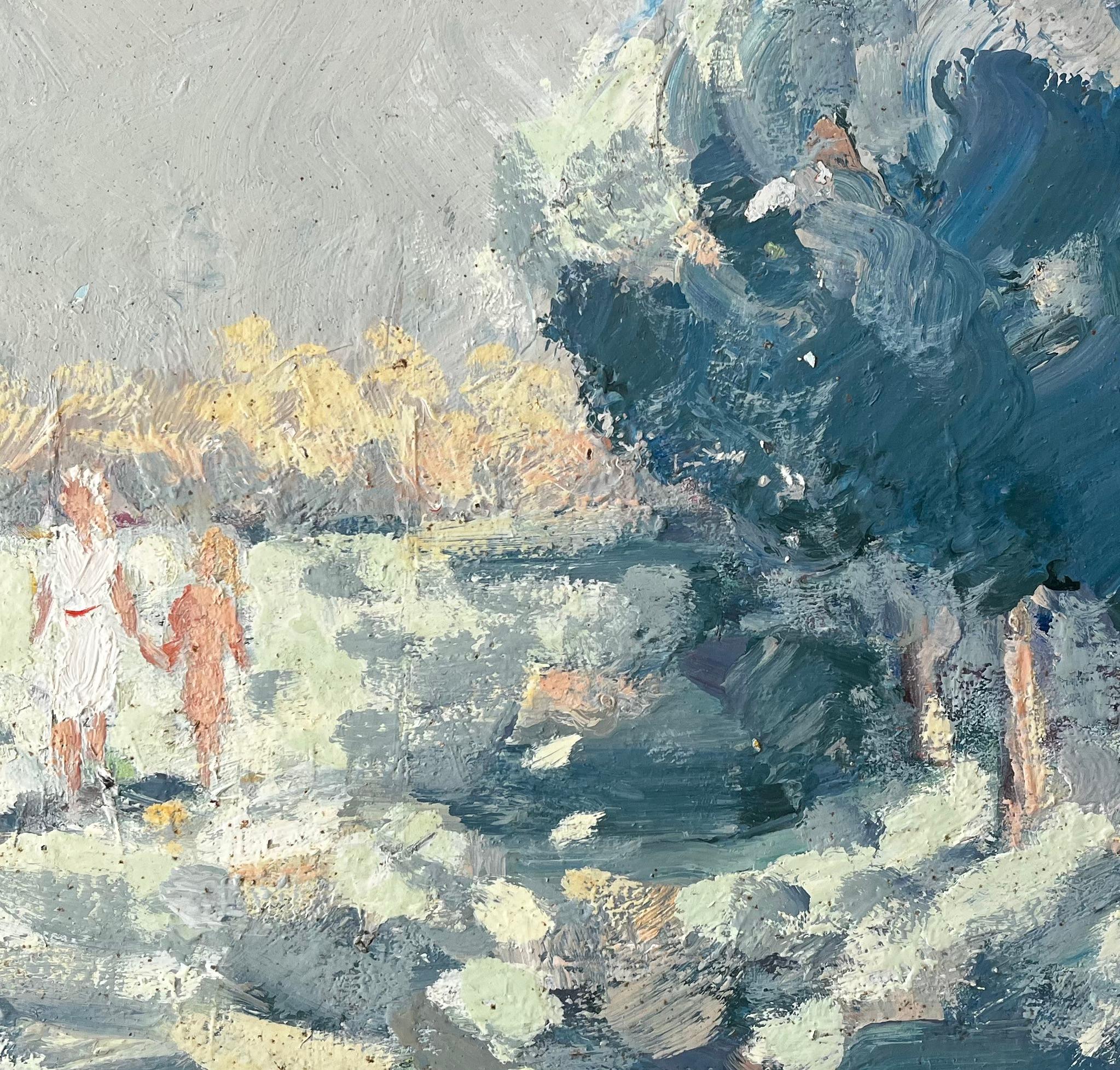 Impressionist Beach Scene at Le Mont Mauni Plestin les Grèves with Figures For Sale 3