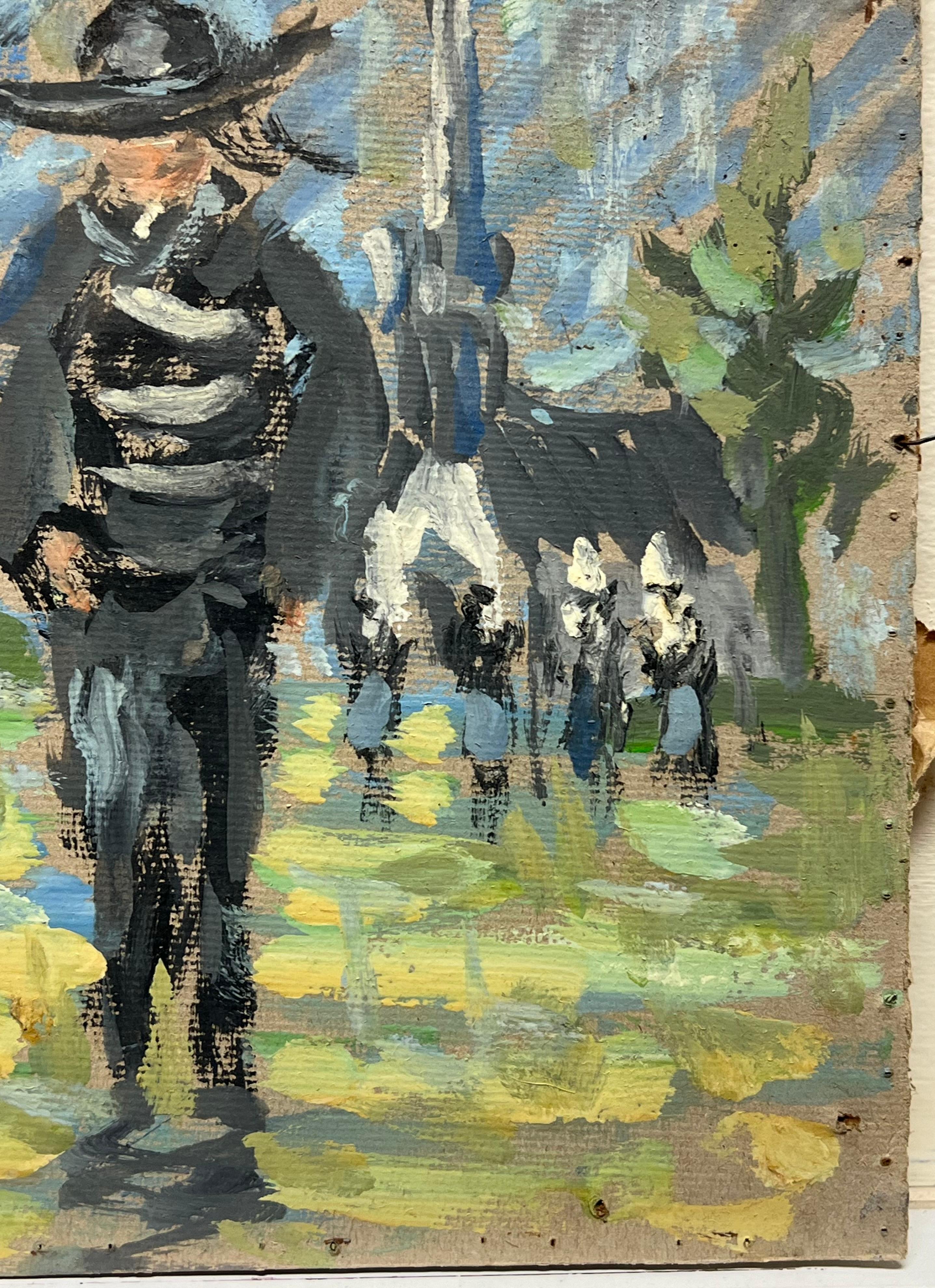 Impressionist Breton Fisherman In Traditional Costume Near Coastal Church For Sale 1