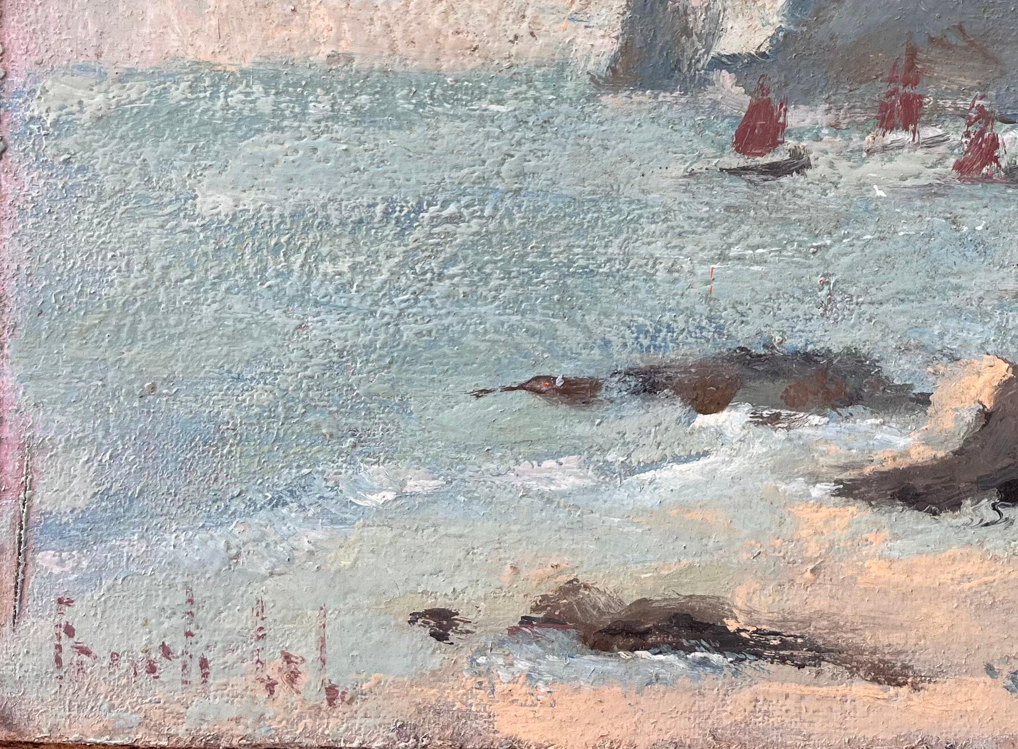 Titre : Paysage maritime côtier impressionniste avec des voiles rouges sur la Côte Bretonne
Par Fanch Lel
Signé : Oui
Taille : 9.25 x 11.75 pouces (hauteur x largeur)
Peinture à l'huile sur carton, non encadrée
Condit : La peinture est en bon état,