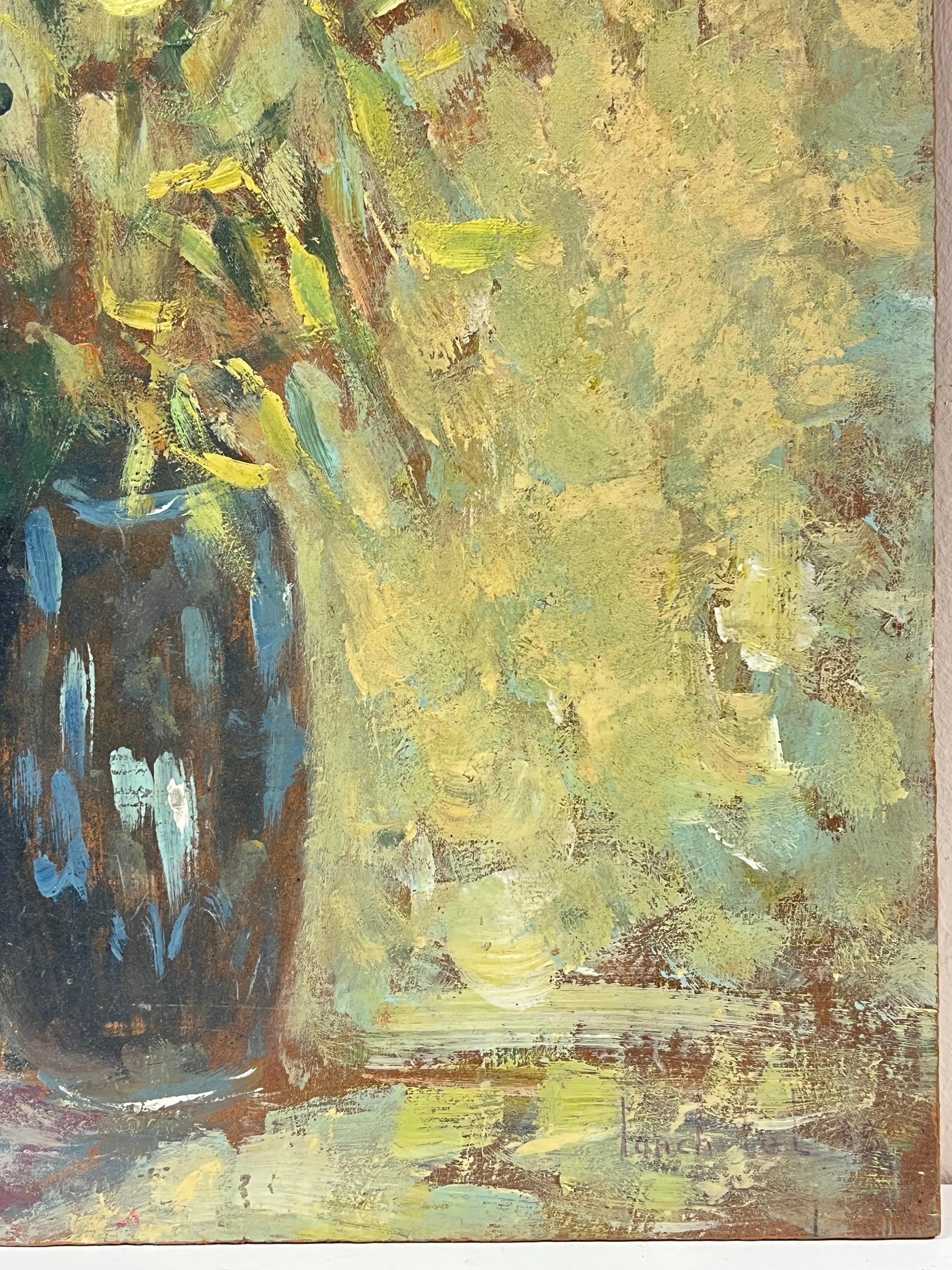 Impressionist Floral Still Life Vibrant Bouquet in a Dark Vase Oil Painting For Sale 3
