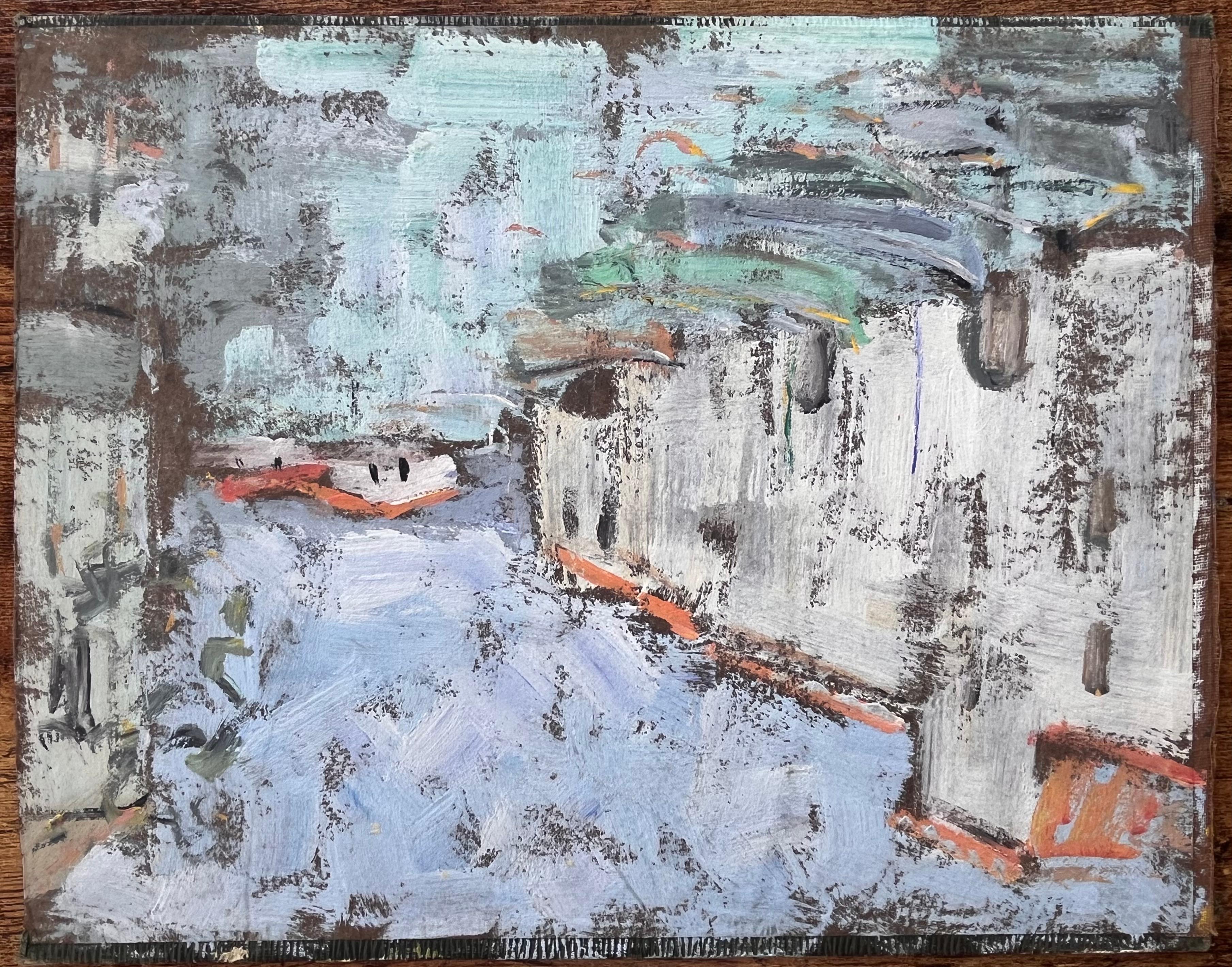 Scène impressionniste de rivière de la forêt avec chemin et bateaux à la lumière d'été douce en vente 3