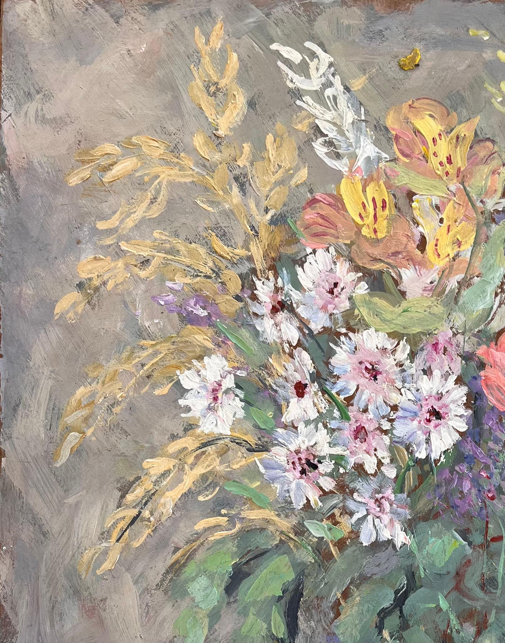 Impressionist Französisch Blumenstillleben Öl von Le Bouquet du Cinquantenaire (Impressionismus), Painting, von Fanch Lel