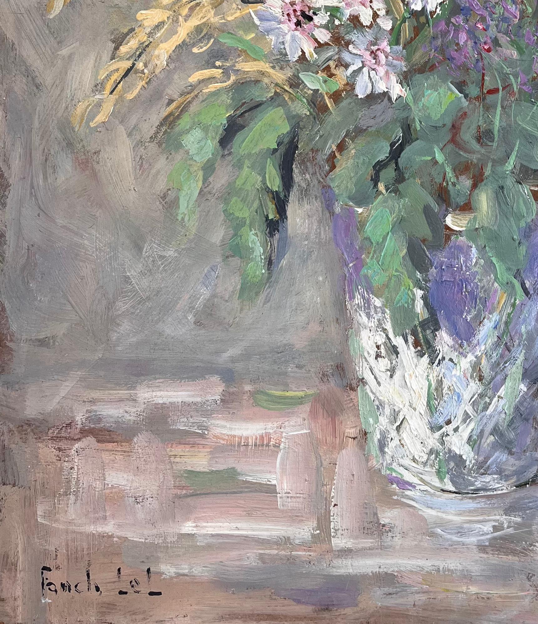 Impressionist Französisch Blumenstillleben Öl von Le Bouquet du Cinquantenaire im Angebot 1