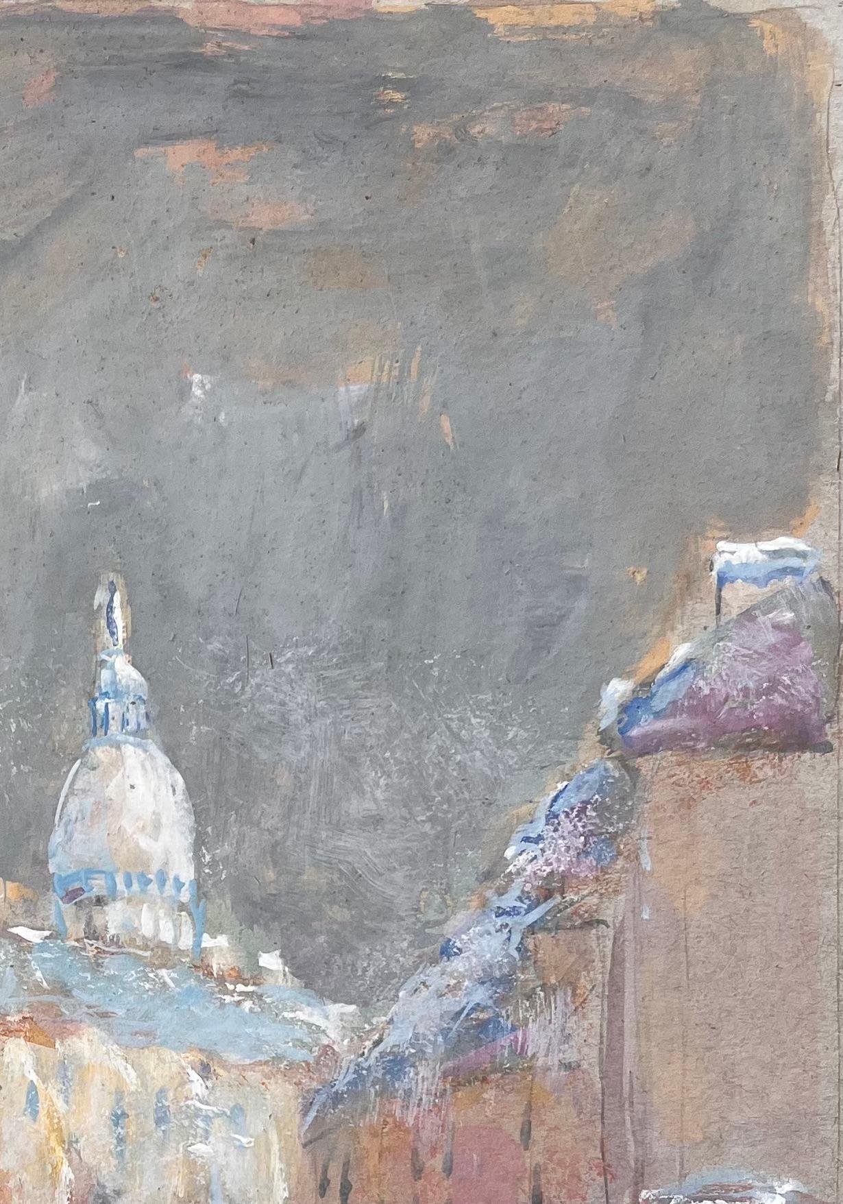 Title: Impressionist French Gouache of Sacré-Cœur Paris in Snow with Figures
By Fanch Lel
Signed: Yes
Size: 15.75 x 11.75 inches (height x width)
Gouache painting on board, unframed
Condition: The painting is in good condition with expressive