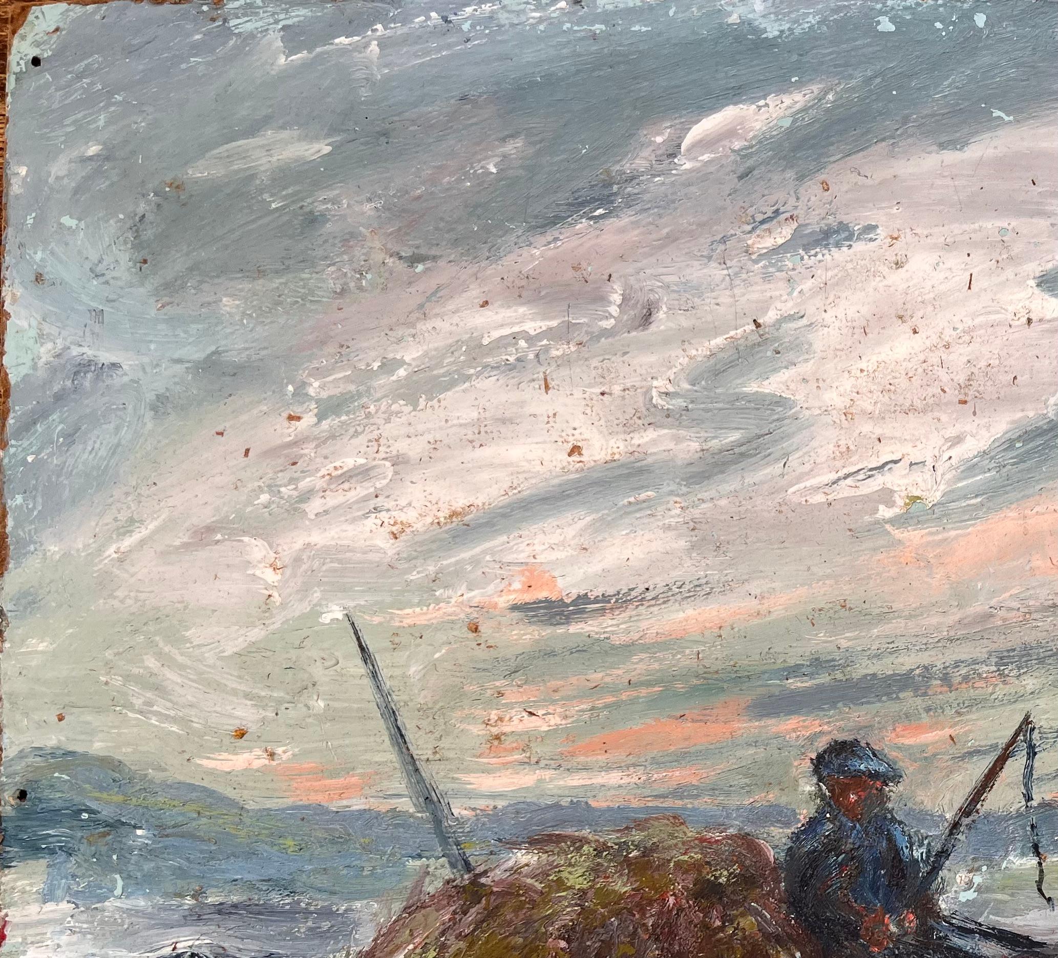 Impressionist French Rural Scene with Horse and Cart at Sunset For Sale 2