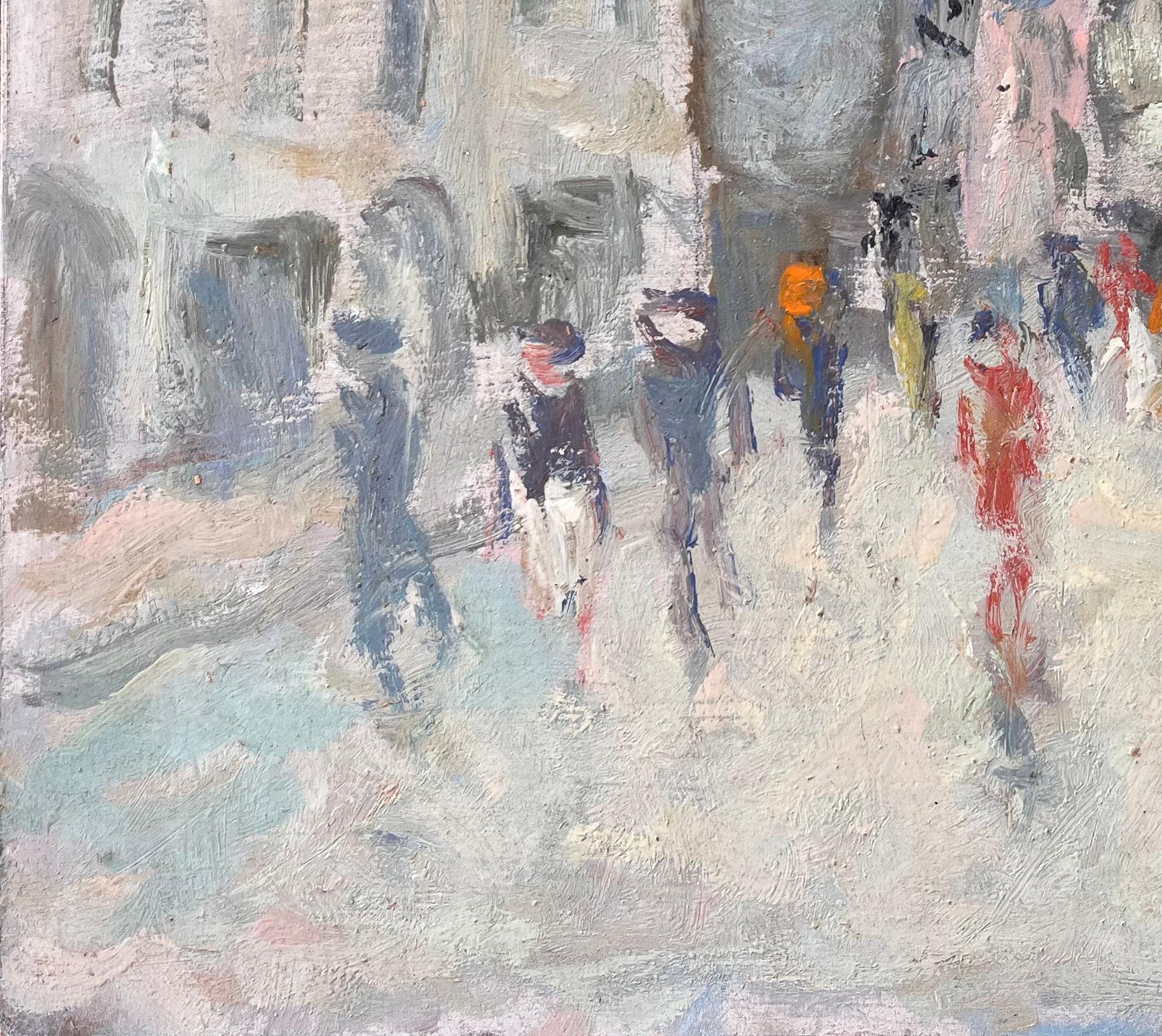 Titre : Scène de rue impressionniste française avec personnages et architecture Rue Animée
Par Fanch Lel
Signé : Oui
Taille : 9.75 x 11.75 pouces (hauteur x largeur)
Peinture à l'huile sur carton, non encadrée
Condit : La peinture est en bon état,