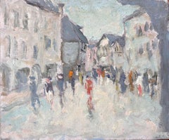 Impressionist French Street Scene with Figures and Architecture Rue Animée