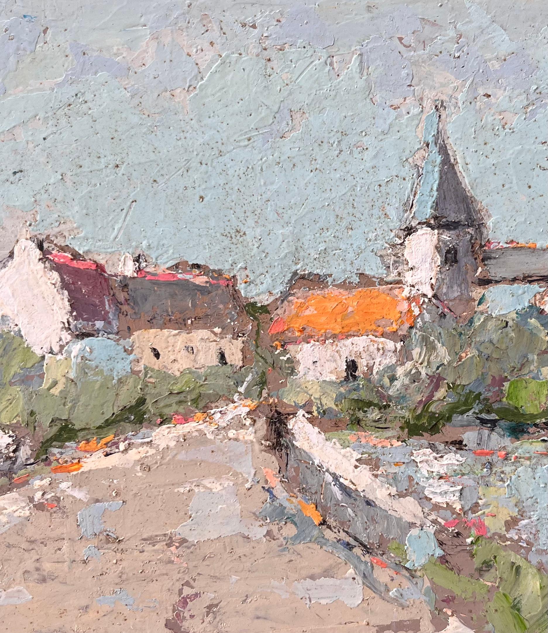Scène d'église impressionniste française avec pinceau à palette texturé en vente 2