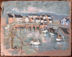 Impressionist Harbour Scene with Boats and Stone Bridge in La Trinité sur Mer
